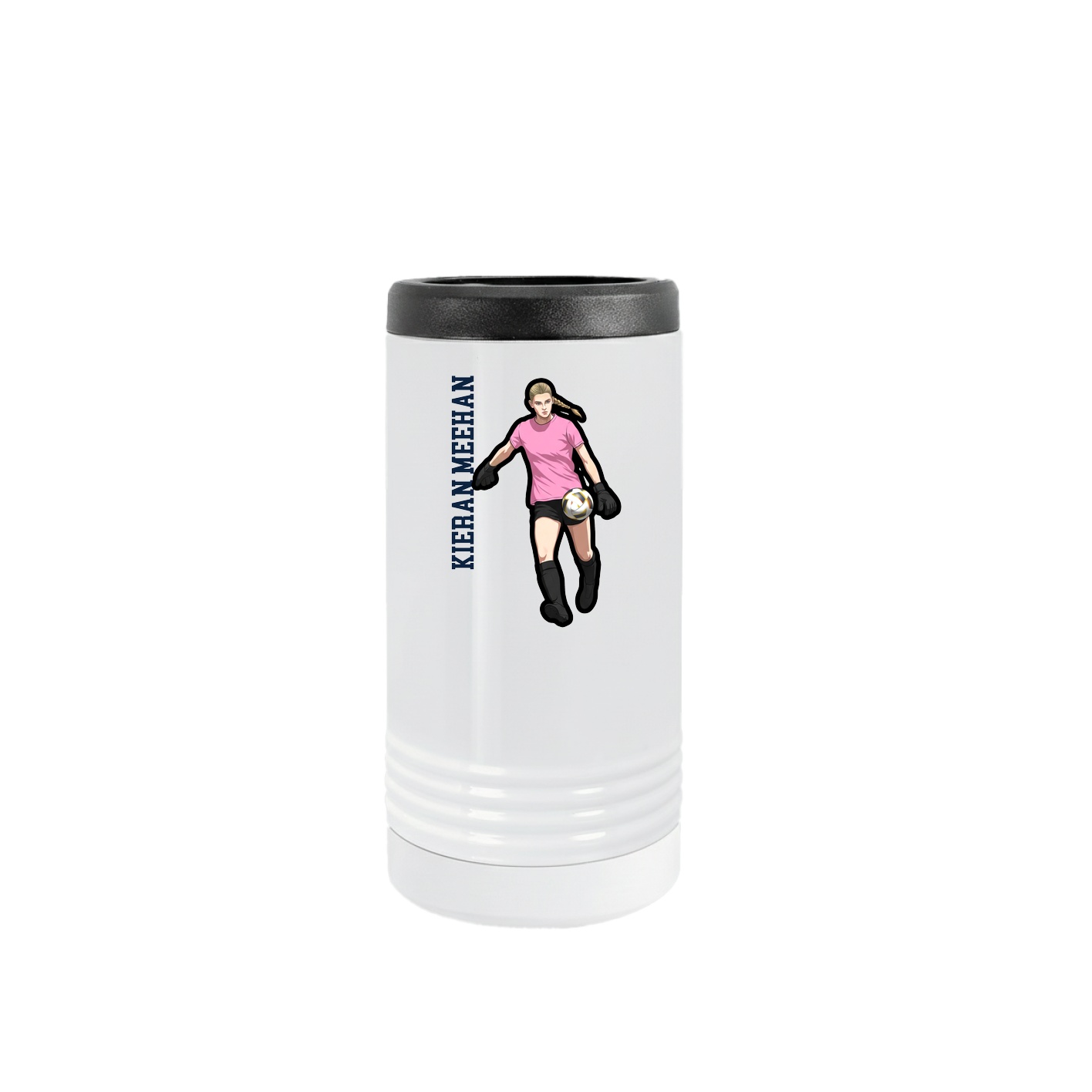 Slim Beverage Holder — Name Vertical in White