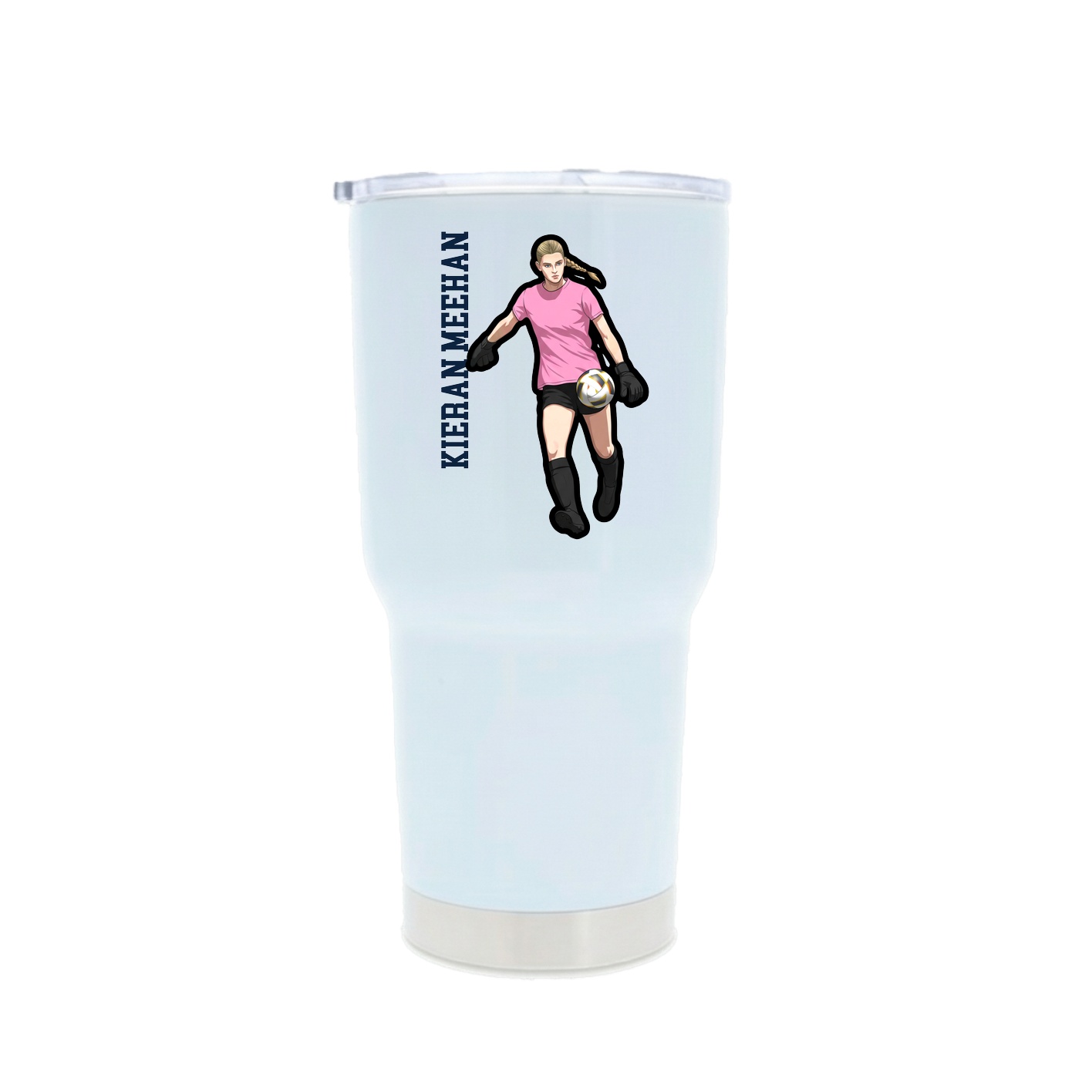 30oz Stainless Steel Tumbler — Name Vertical in White