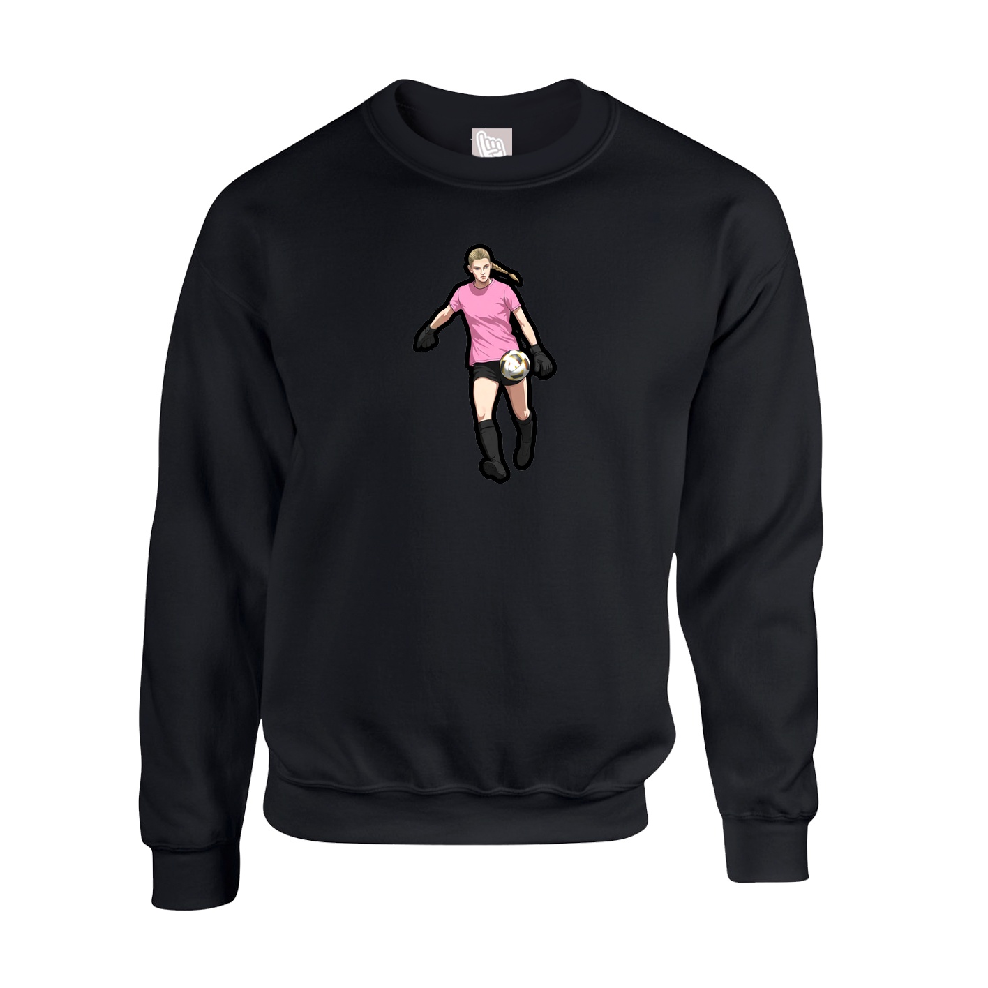 Fleece Crew — Name Vertical in Black