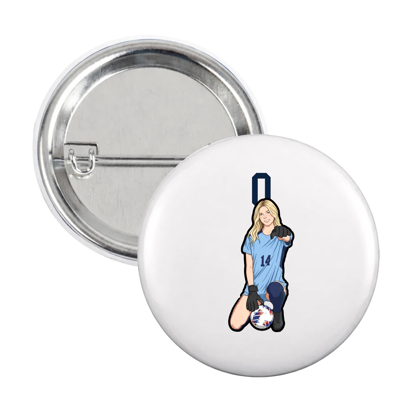 Game Day Button — Number Top in White