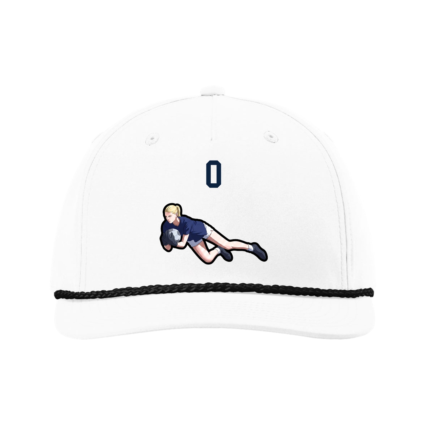 Five-Panel Classic Rope Cap — Number Top in White