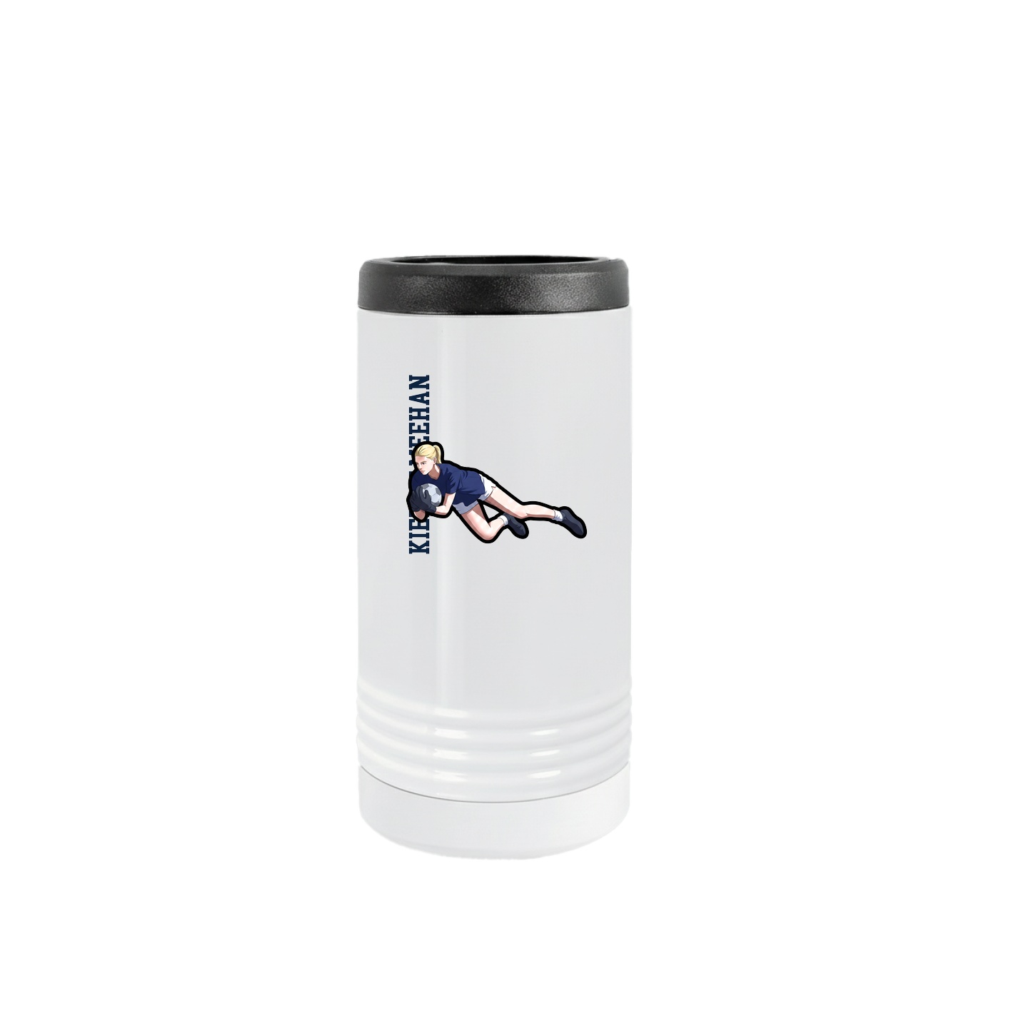 Slim Beverage Holder — Name Vertical in White