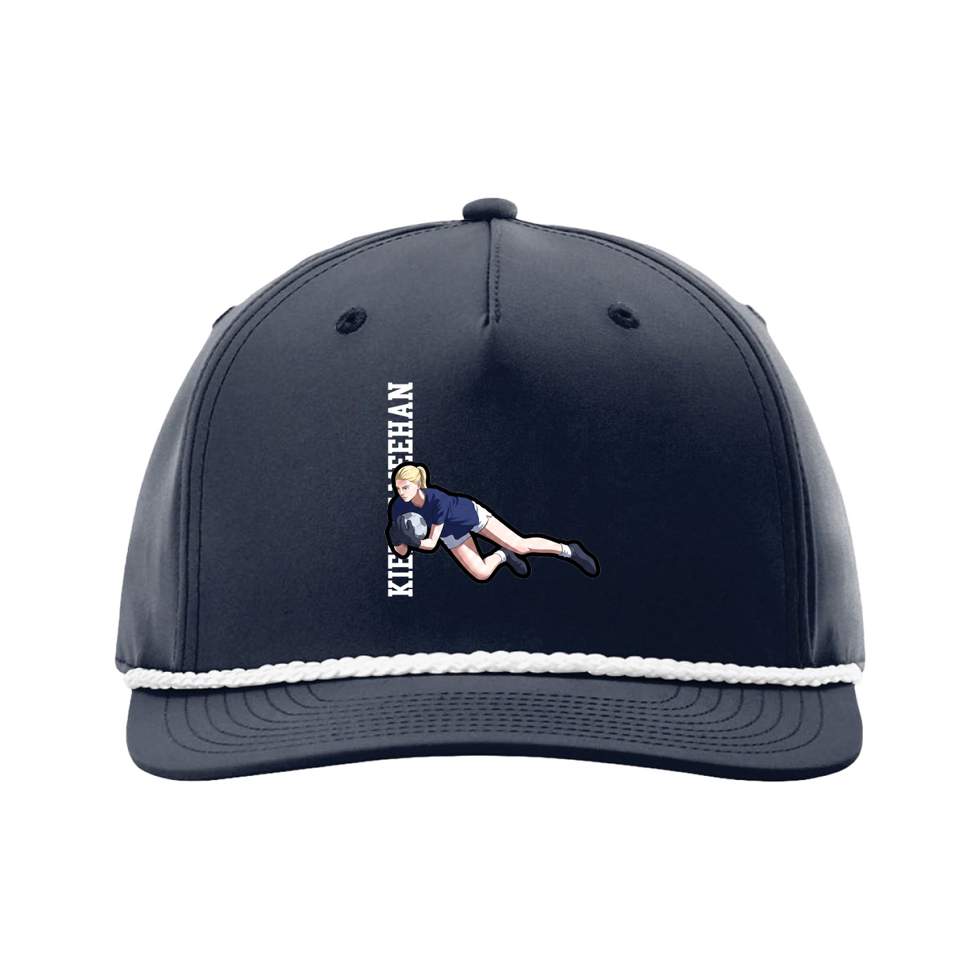 Five-Panel Classic Rope Cap — Name Vertical in Navy