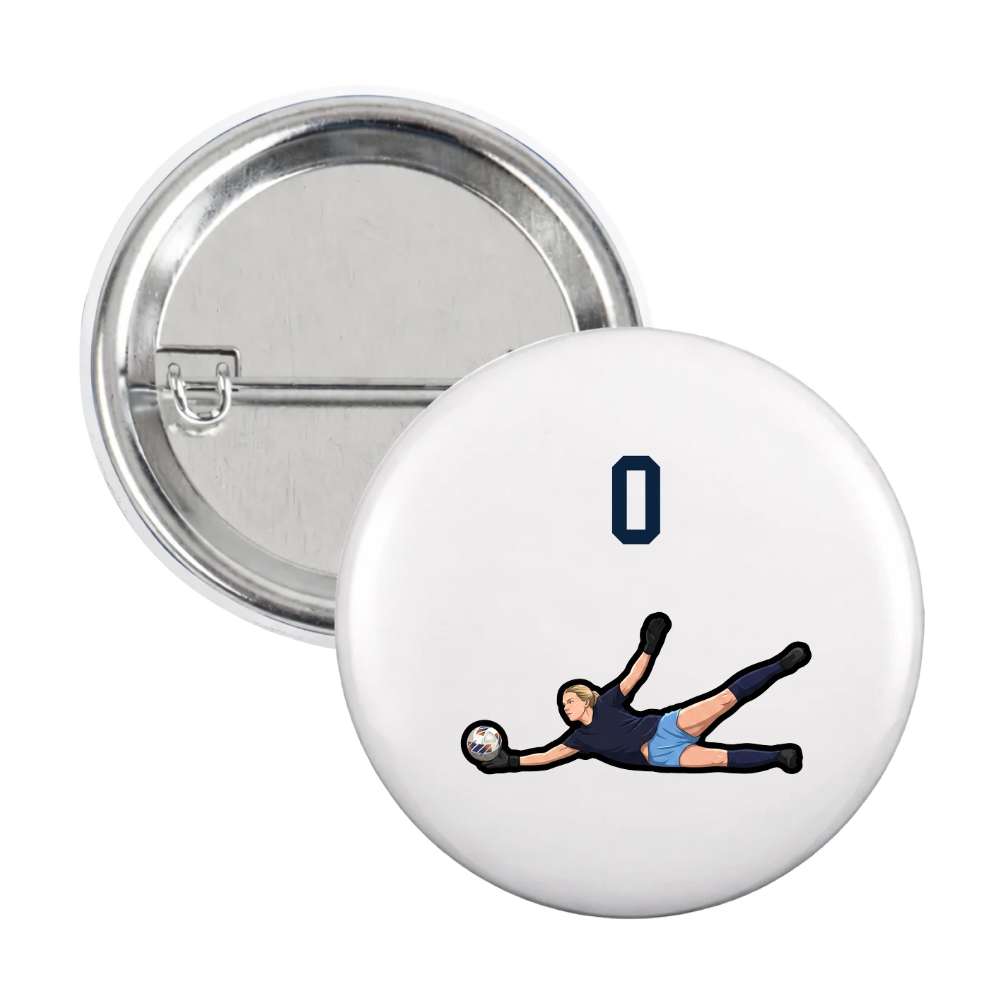 Game Day Button — Number Top in White