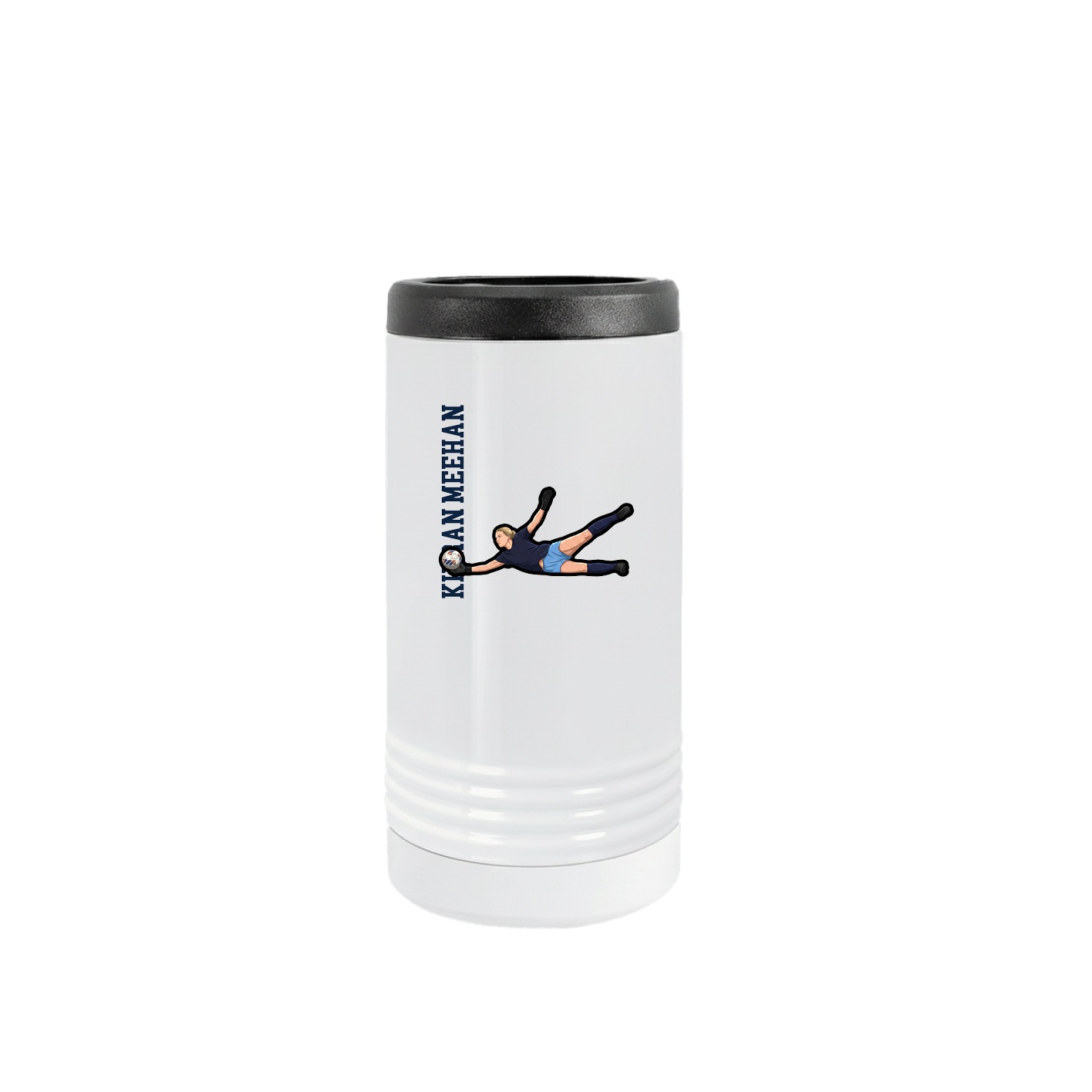 Slim Beverage Holder — Name Vertical in White