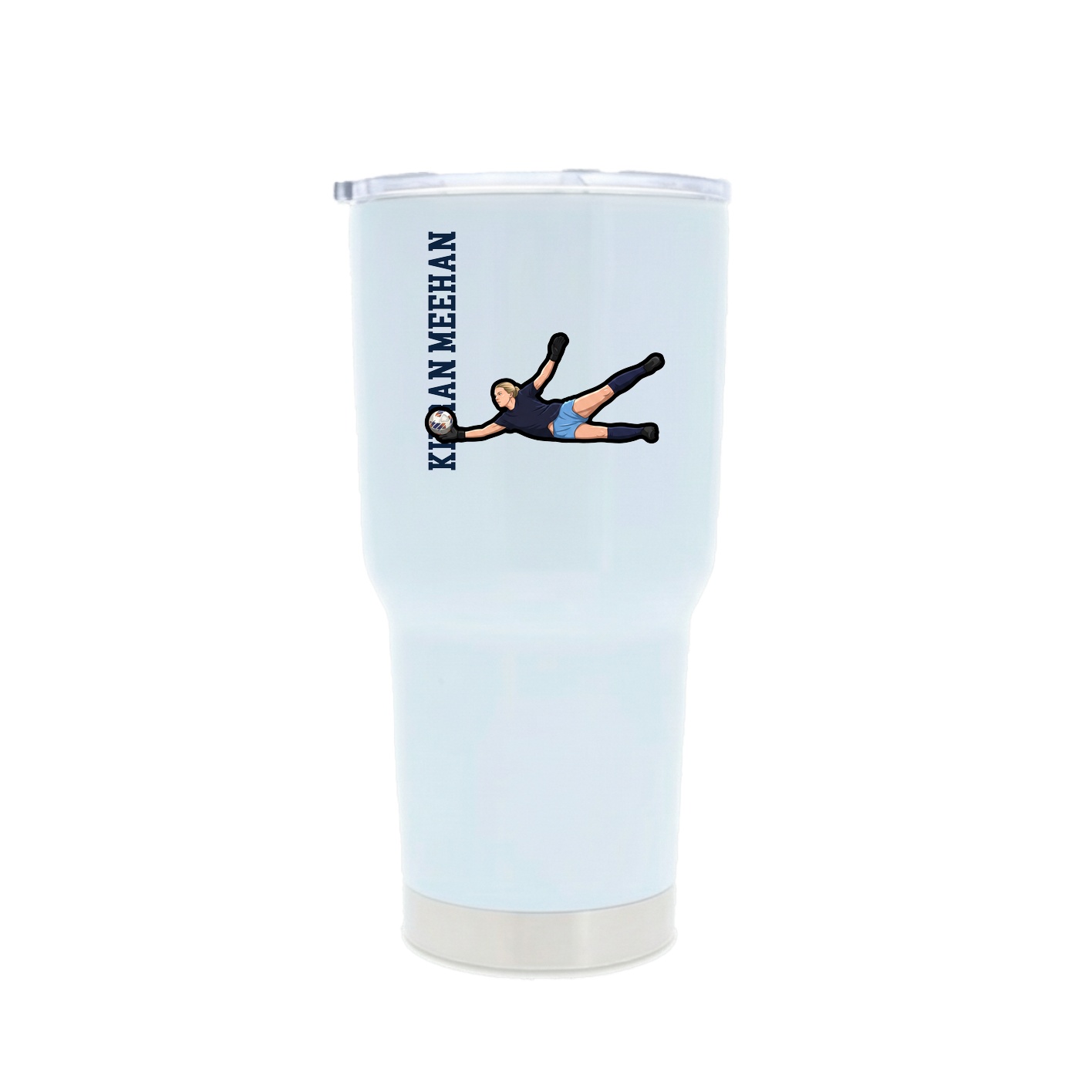 30oz Stainless Steel Tumbler — Name Vertical in White