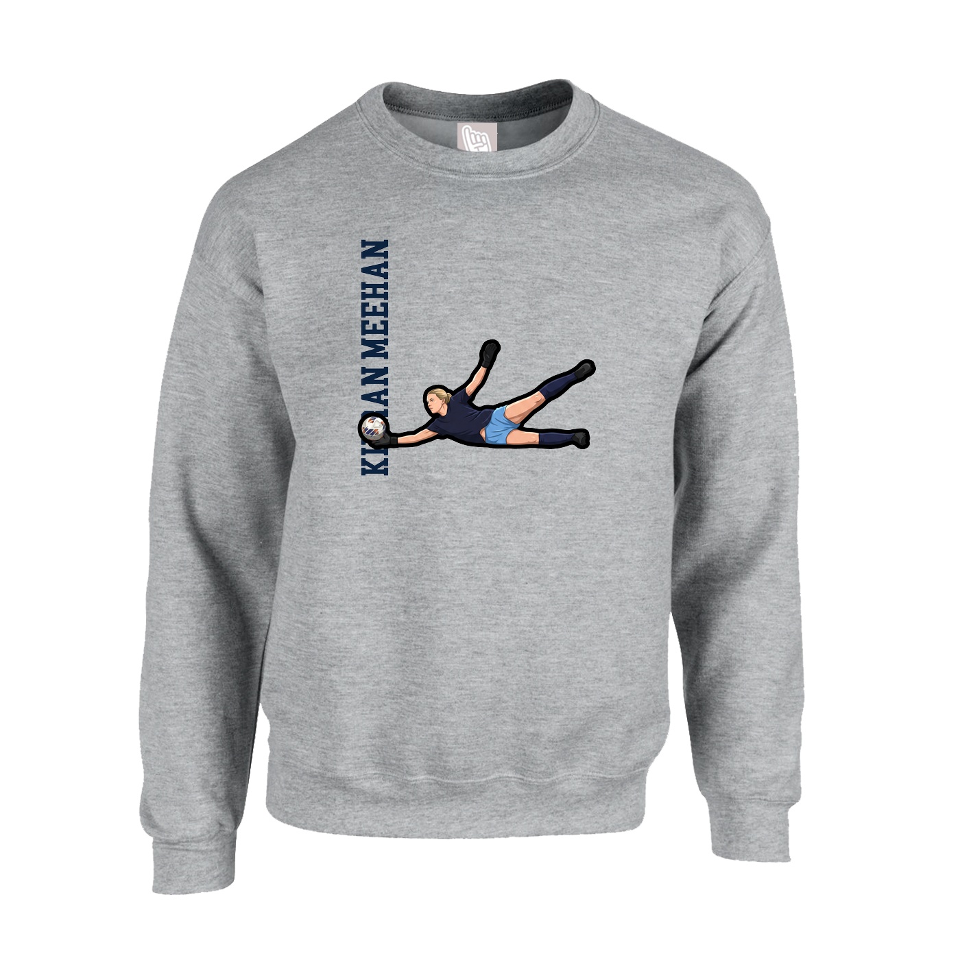 Fleece Crew — Name Vertical in Grey