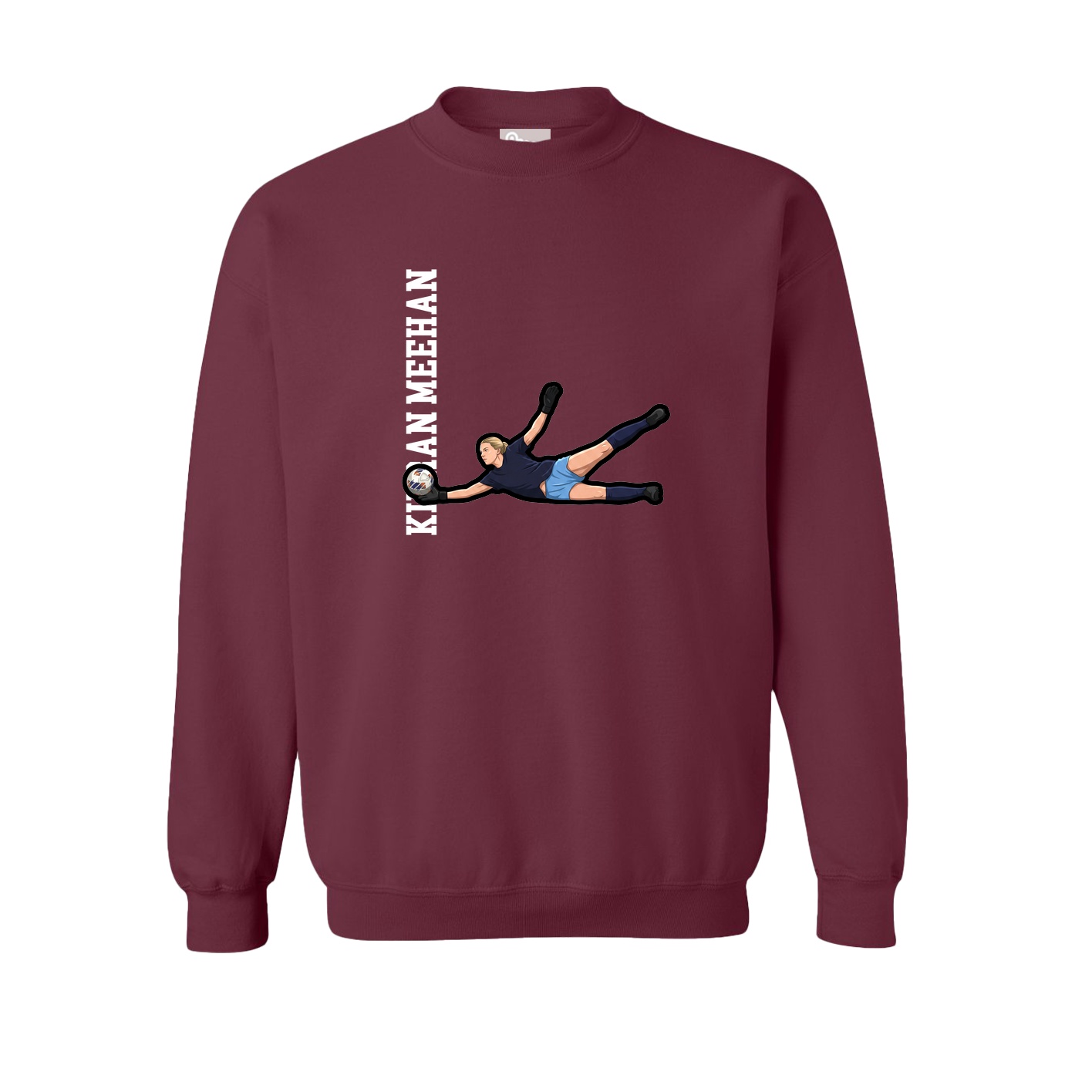 Fleece Crew — Name Vertical in Maroon