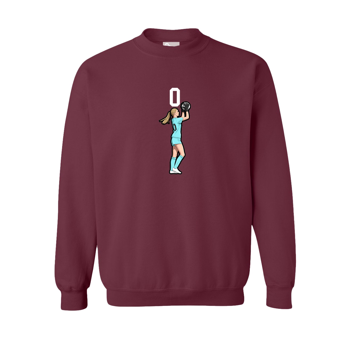 Fleece Crew — Number Top in Maroon
