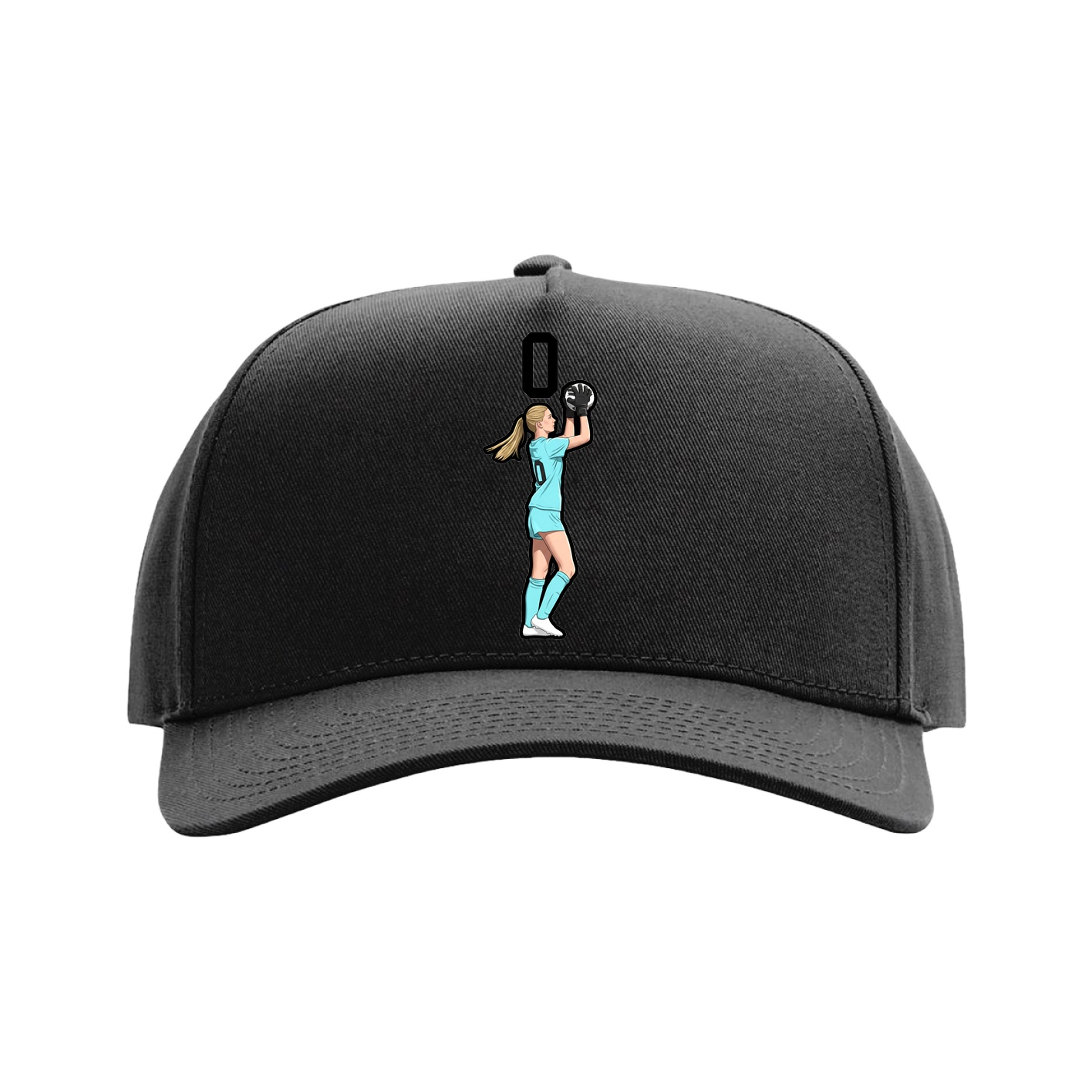 Full Fabric Five-Panel Champ Cap — Number Top in Black