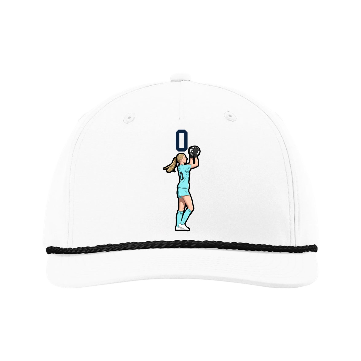 Five-Panel Classic Rope Cap — Number Top in White