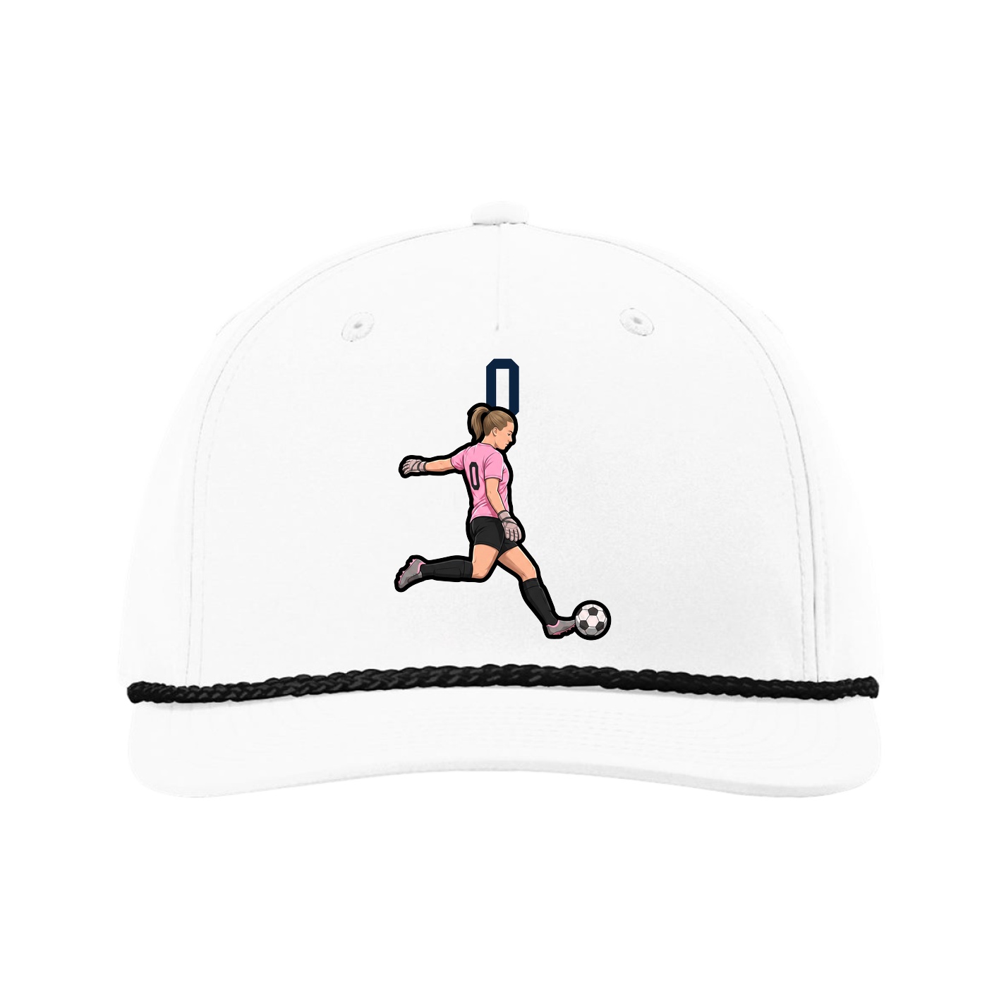 Five-Panel Classic Rope Cap — Number Top in White