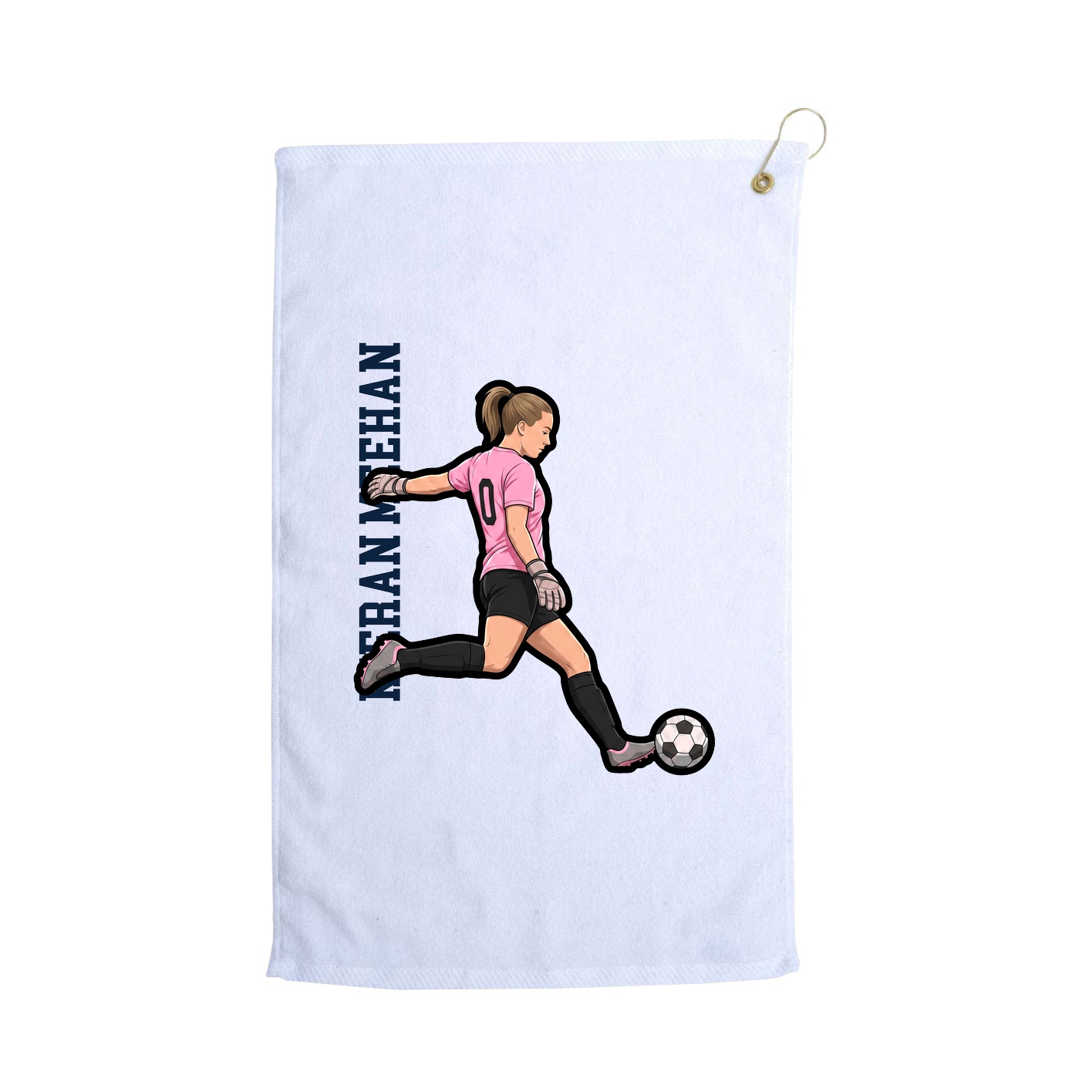Golf Towel — Name Vertical in White
