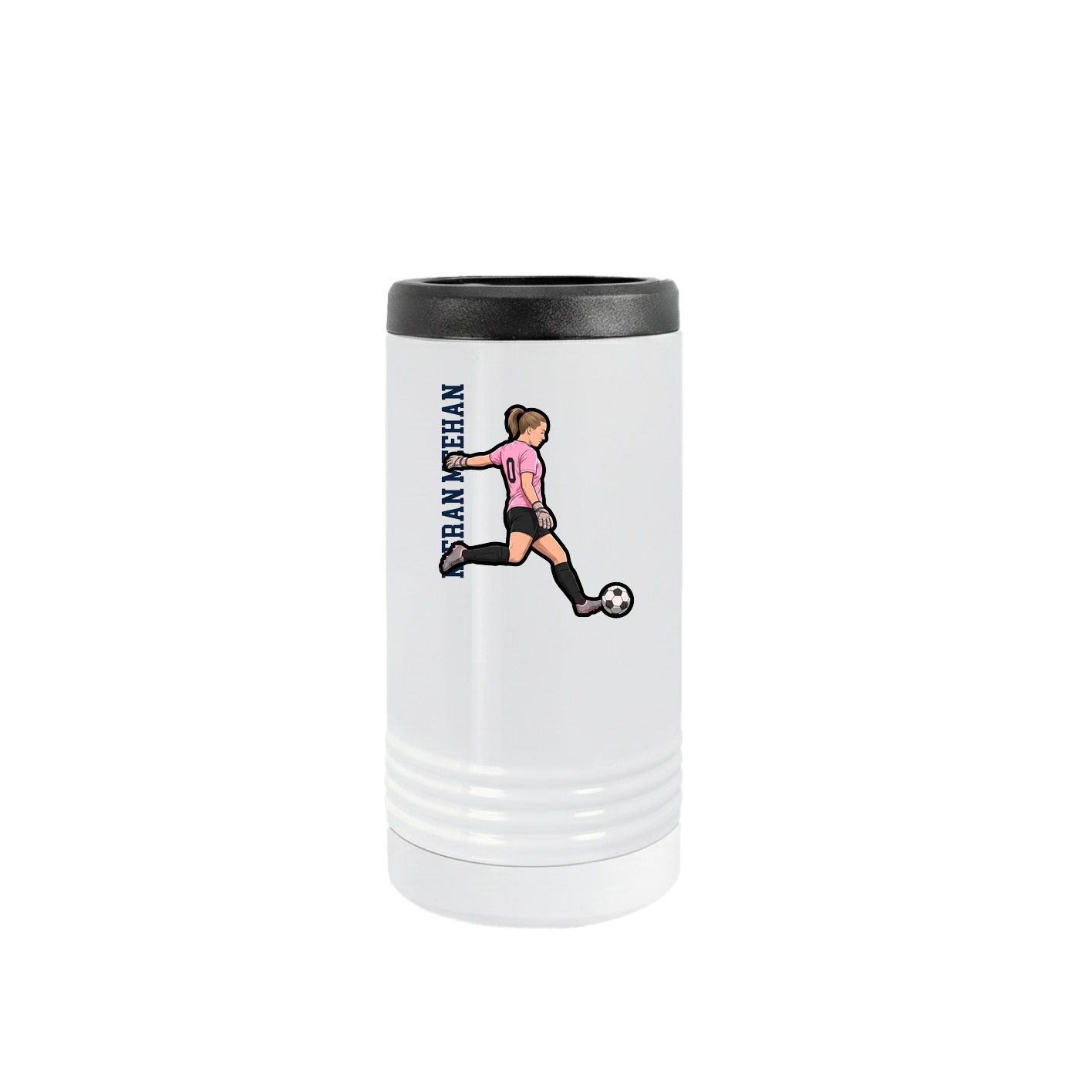 Slim Beverage Holder — Name Vertical in White