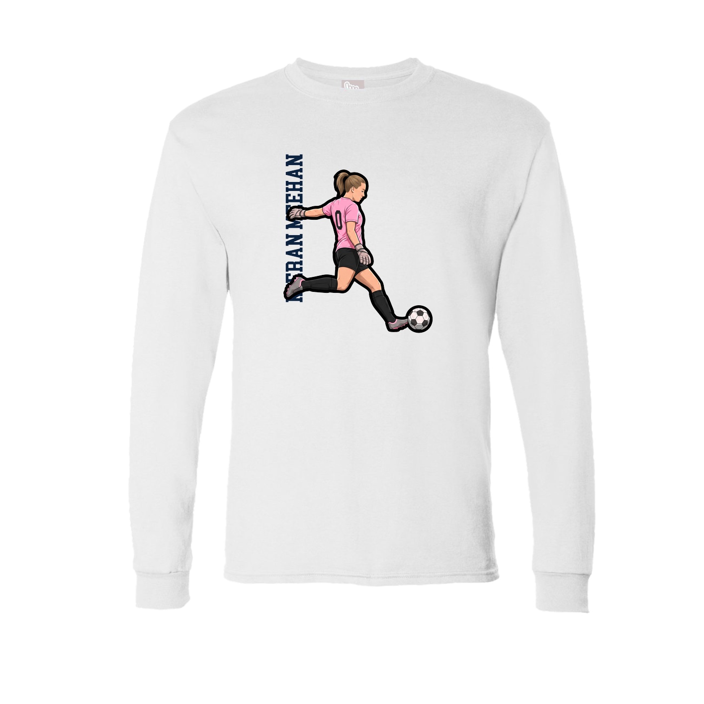 Long Sleeve Tee — Name Vertical in White