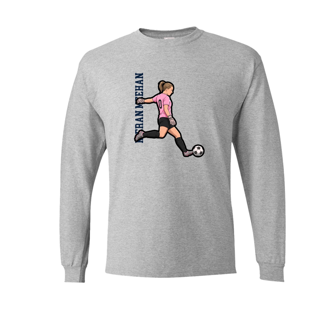 Long Sleeve Tee — Name Vertical in Grey