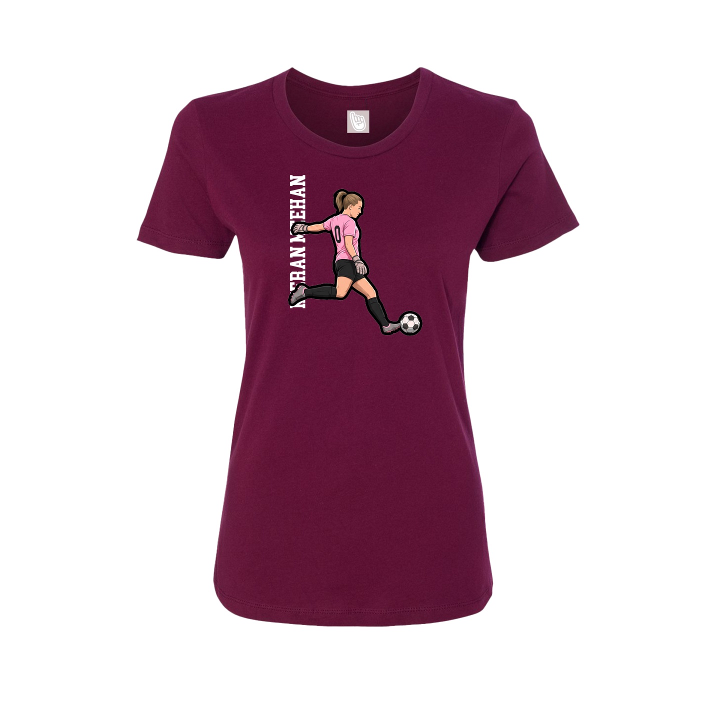 Womens Tee — Name Vertical in Maroon