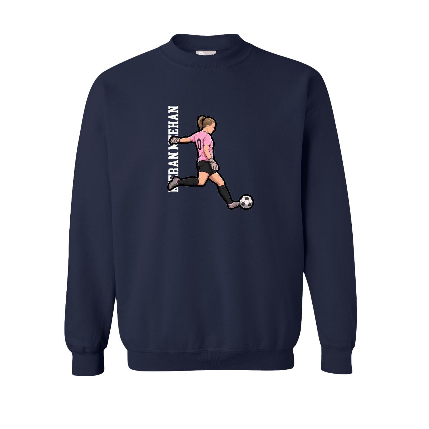 Fleece Crew — Name Vertical in Navy