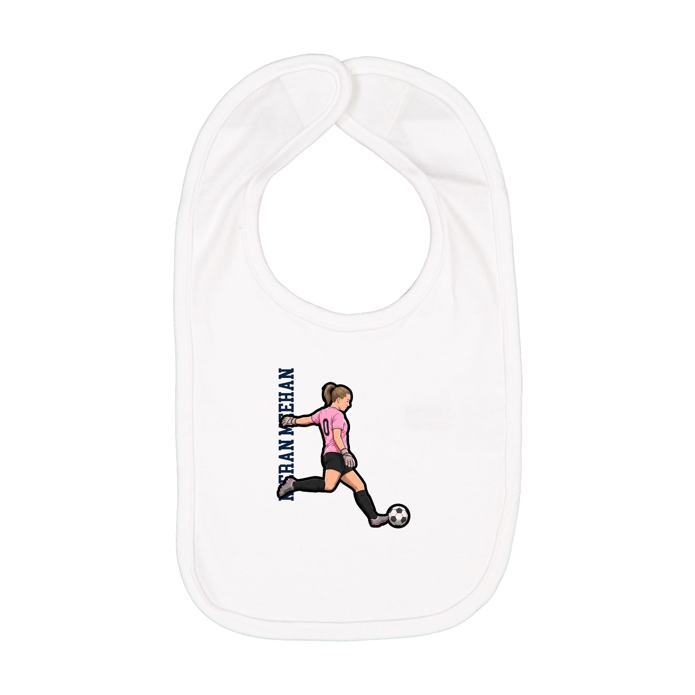 Infant Bib — Name Vertical in White