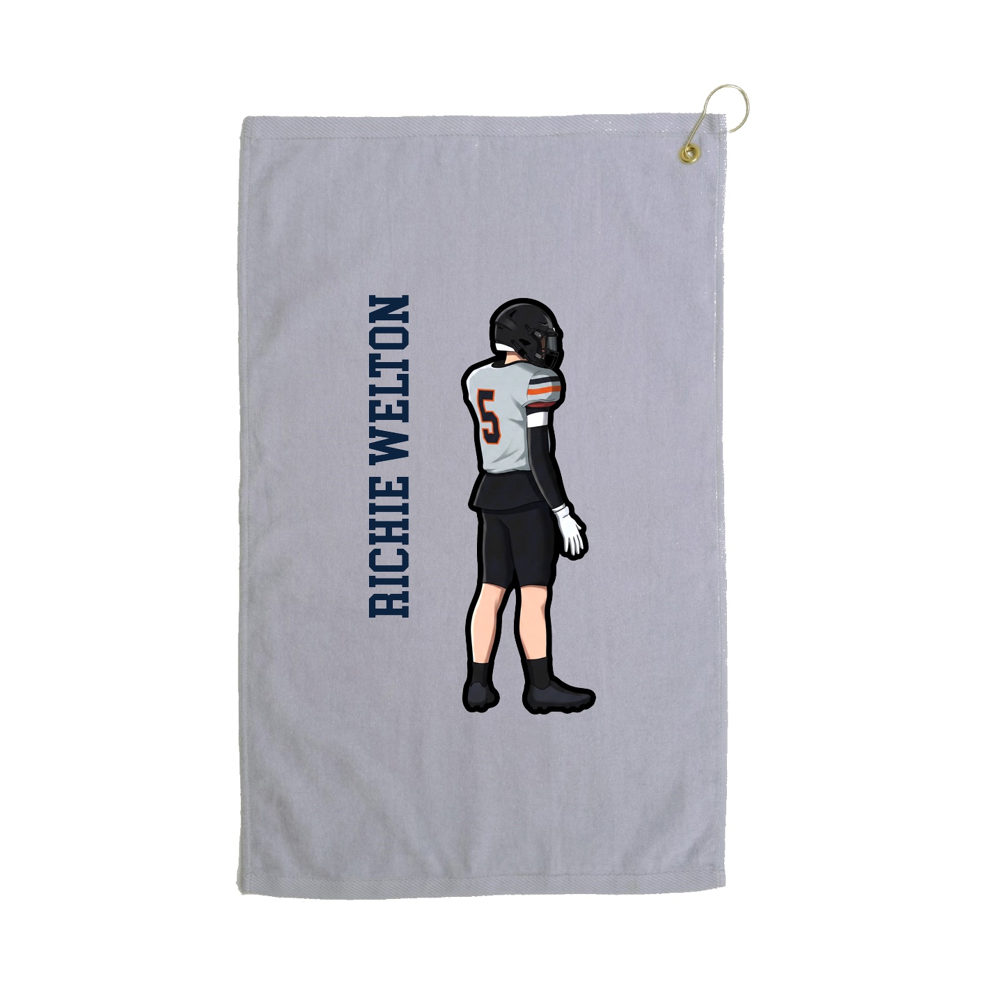 Golf Towel — Name Vertical in Grey