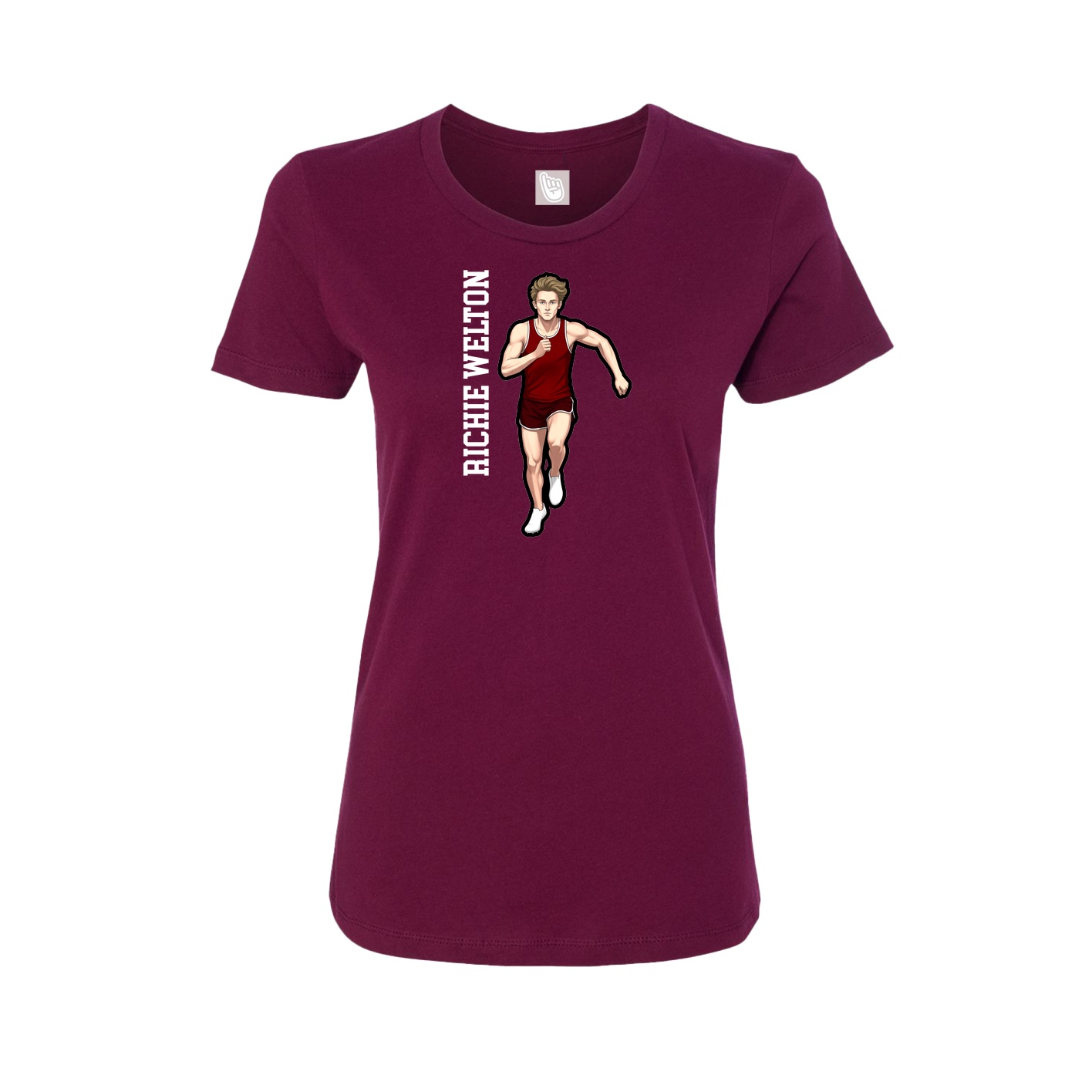 Fitted Women's Tee — Name Vertical in Maroon