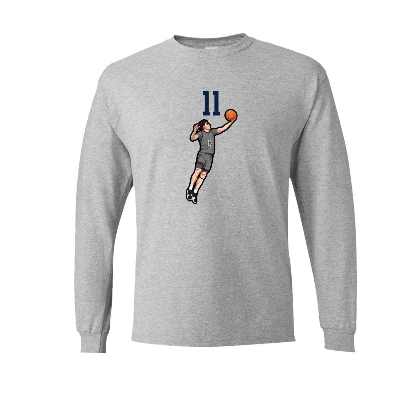 Long Sleeve Tee — Number Top in Grey