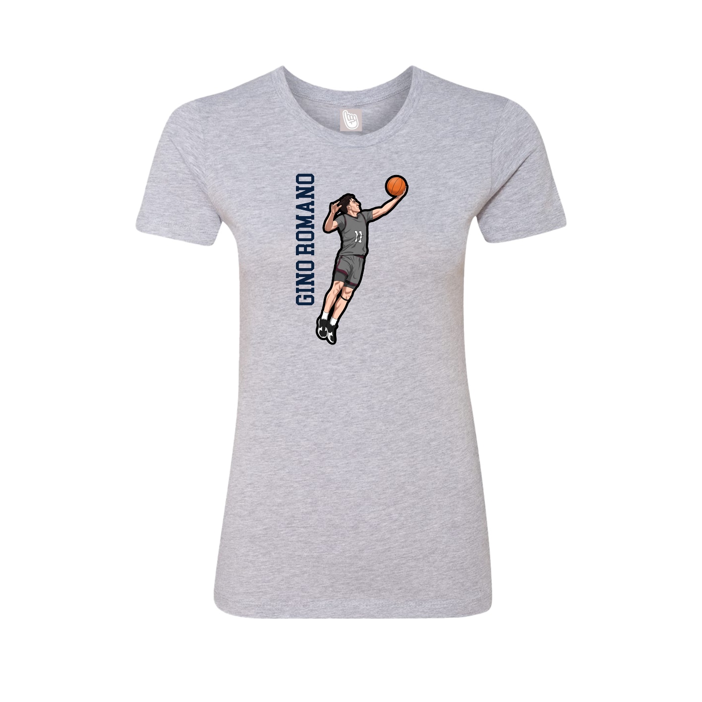 Fitted Women's Tee — Name Vertical in Grey