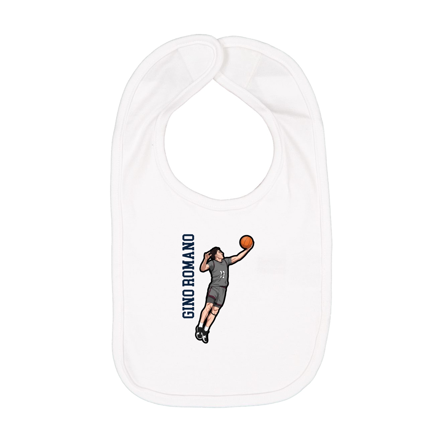 Infant Bib — Name Vertical in White