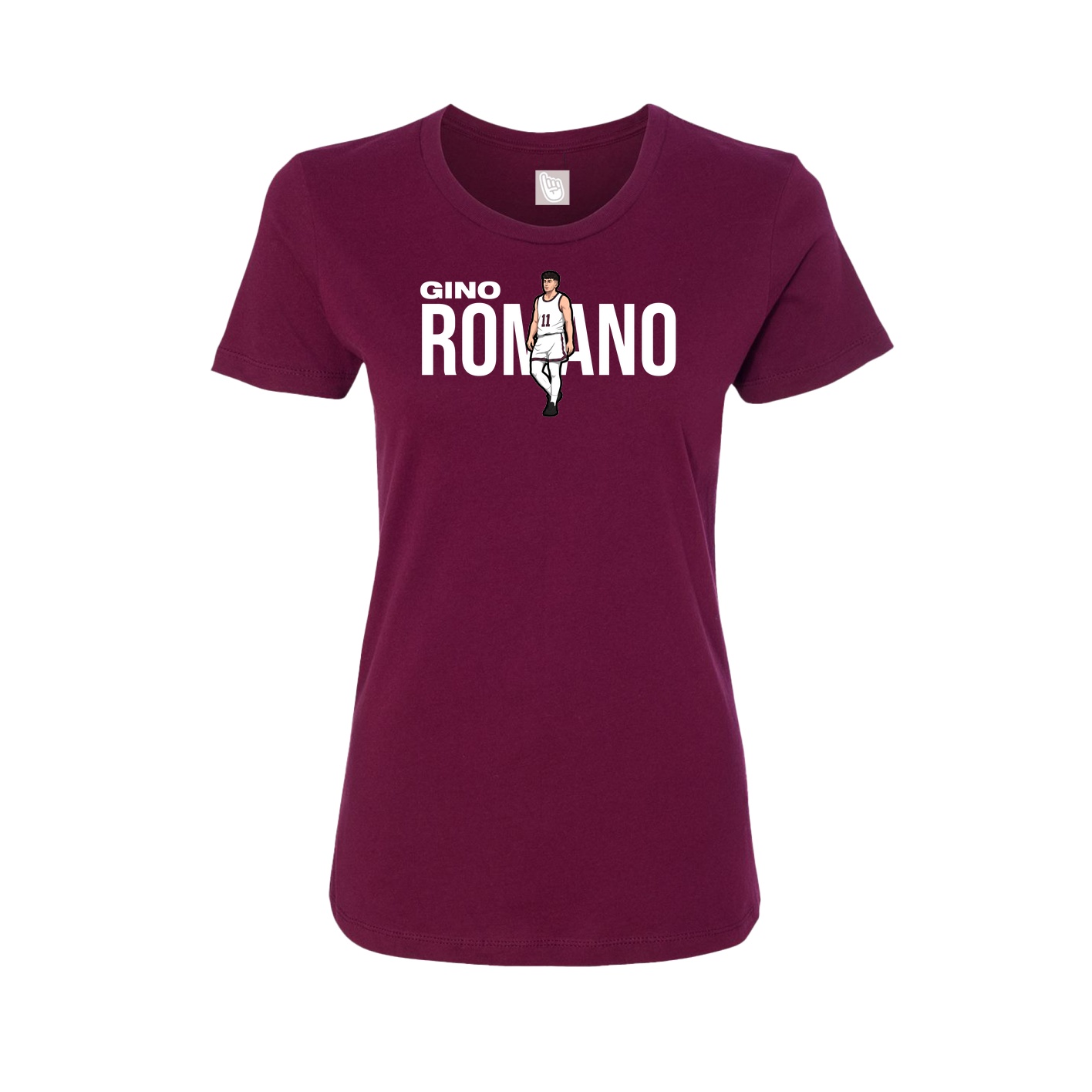 Fitted Women's Tee — Player Name in Maroon