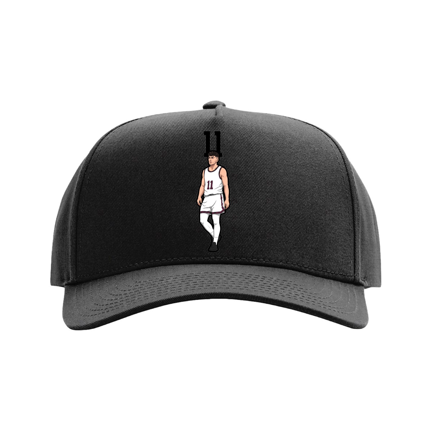 Full Fabric Five-Panel Champ Cap — Number Top in Black