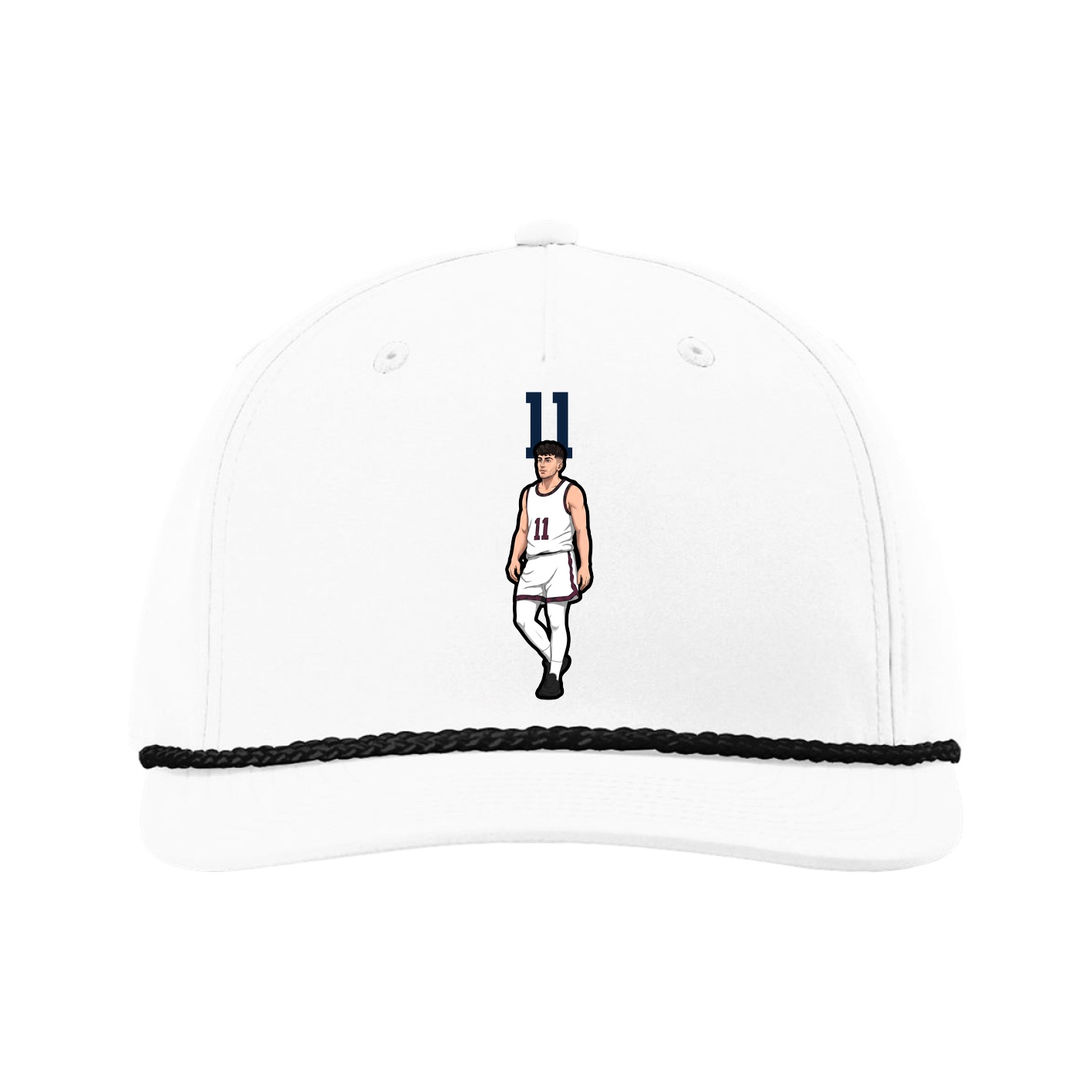 Five-Panel Classic Rope Cap — Number Top in White