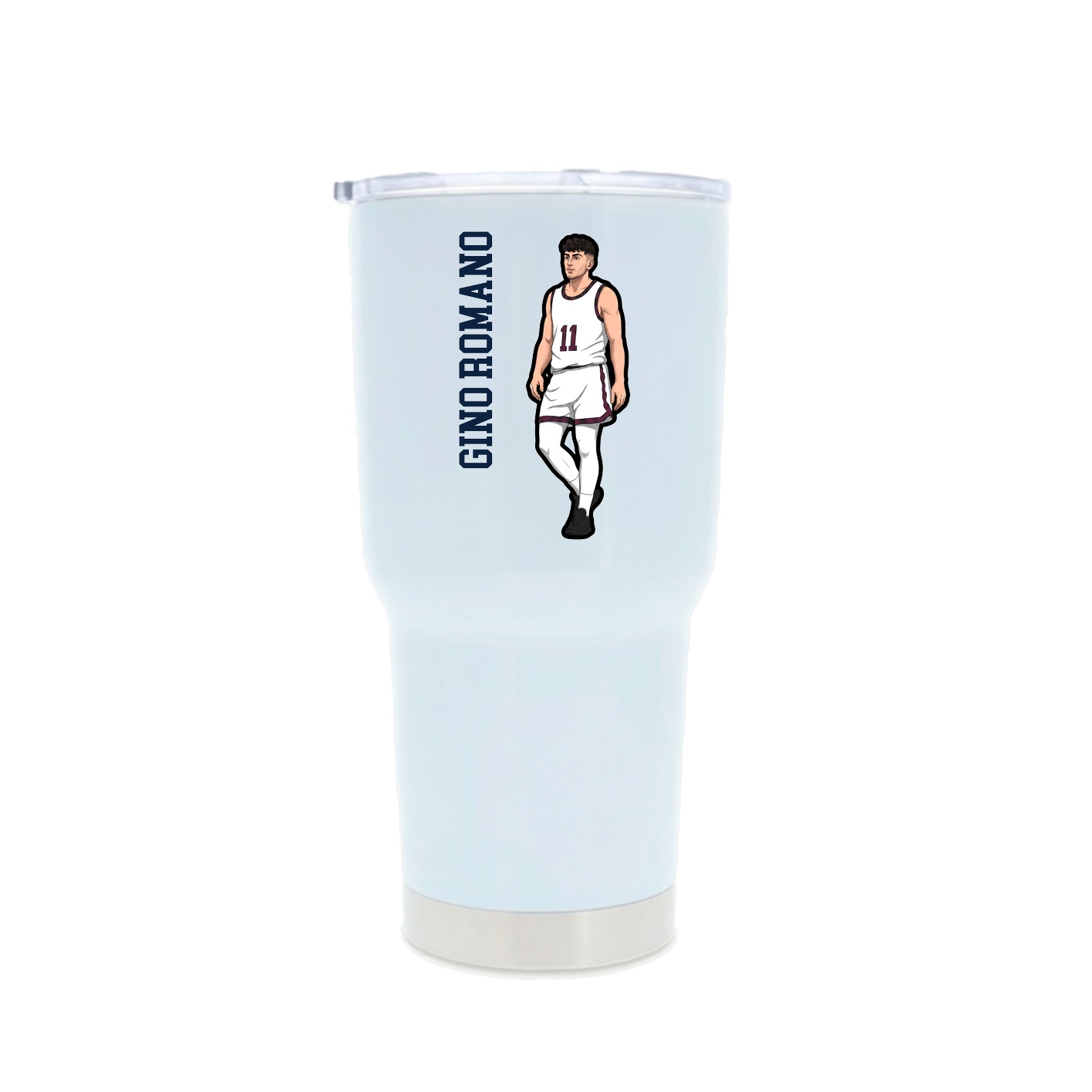 30oz Stainless Steel Tumbler — Name Vertical in White