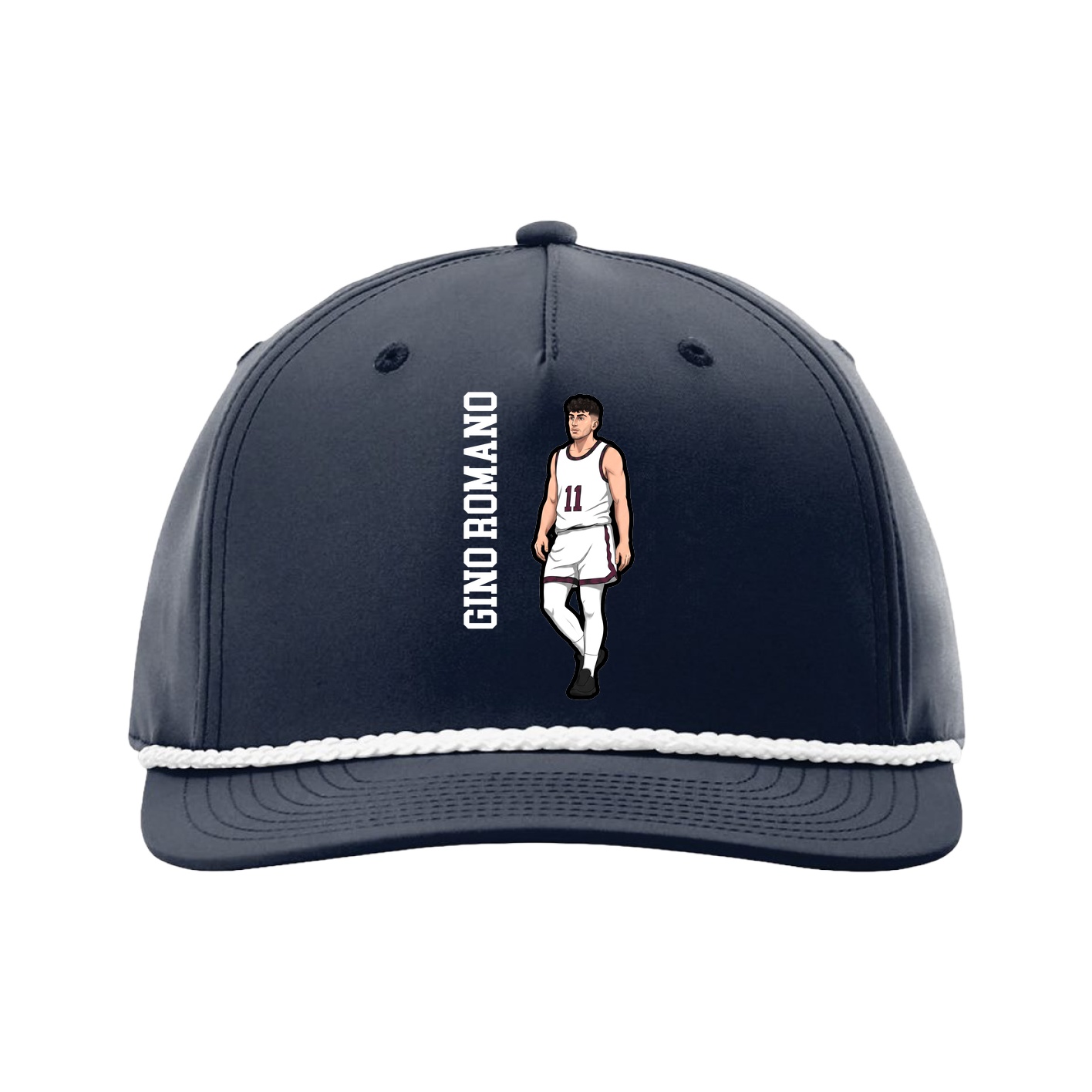 Five-Panel Classic Rope Cap — Name Vertical in Navy