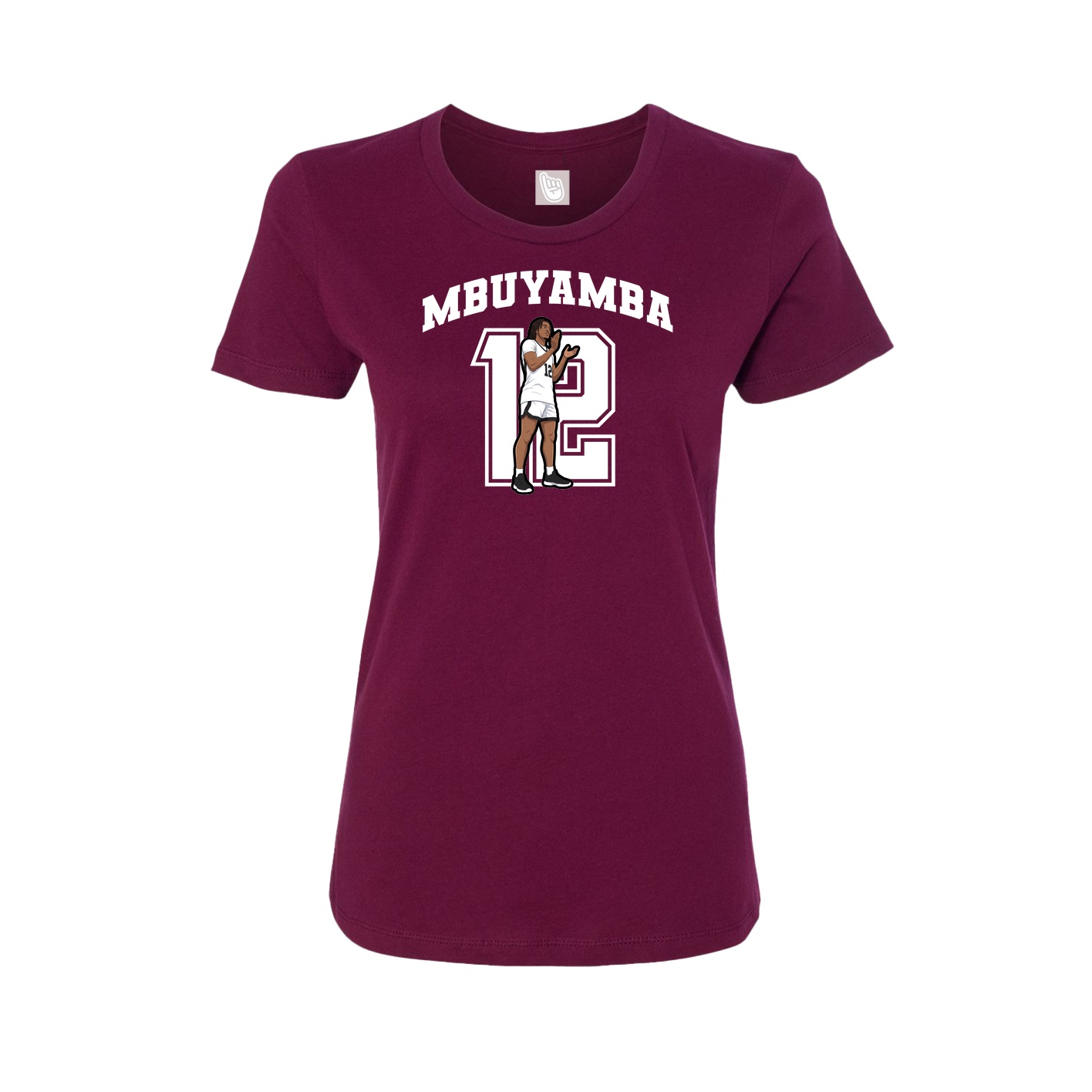 Fitted Women's Tee — Number in Maroon