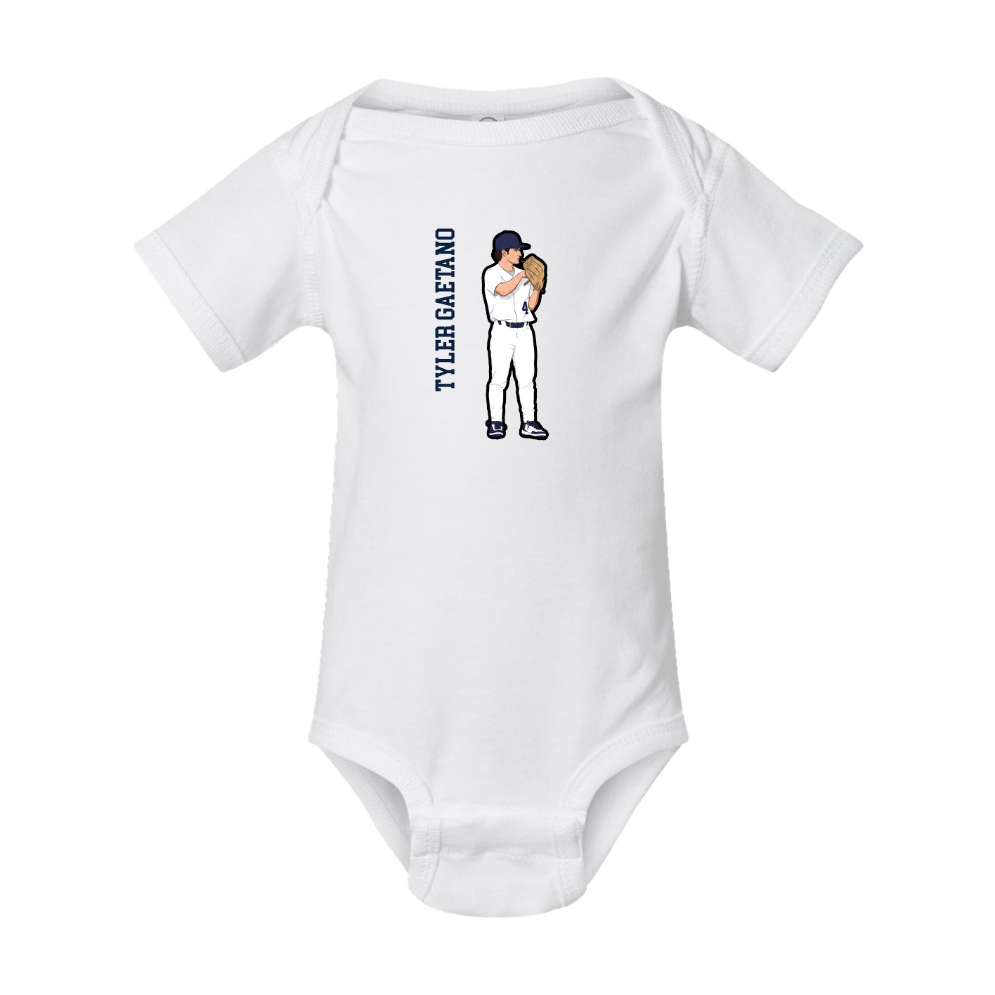 Baby Onesie — Name Vertical in White