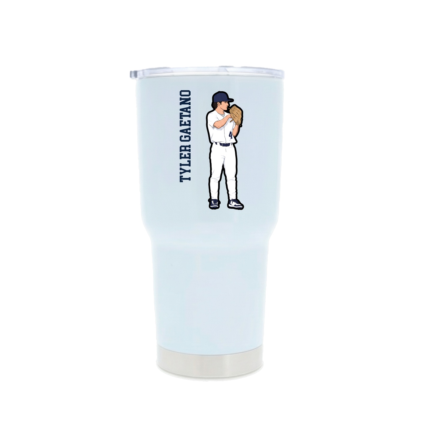 30oz Stainless Steel Tumbler — Name Vertical in White
