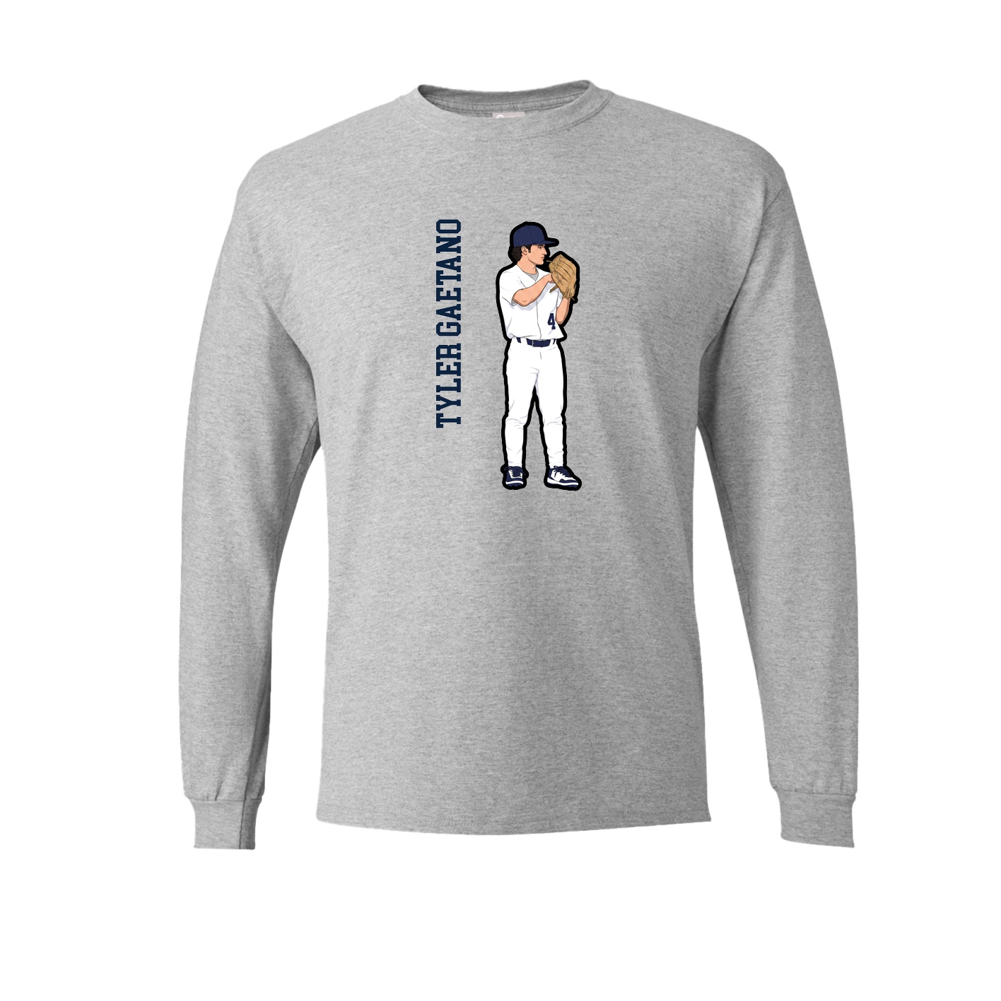 Long Sleeve Tee — Name Vertical in Grey