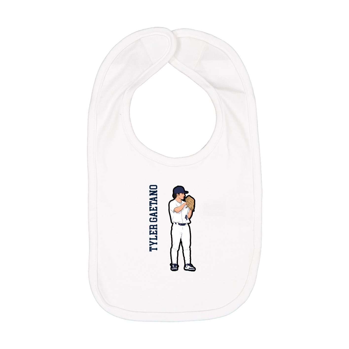 Infant Bib — Name Vertical in White