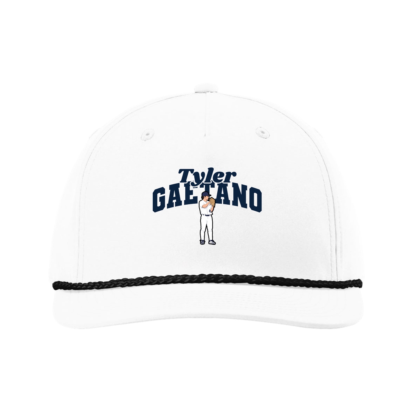 Five-Panel Classic Rope Cap — Signature Arch in White