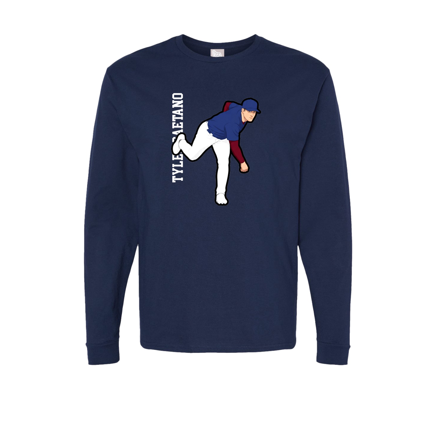 Long Sleeve Tee — Name Vertical in Navy