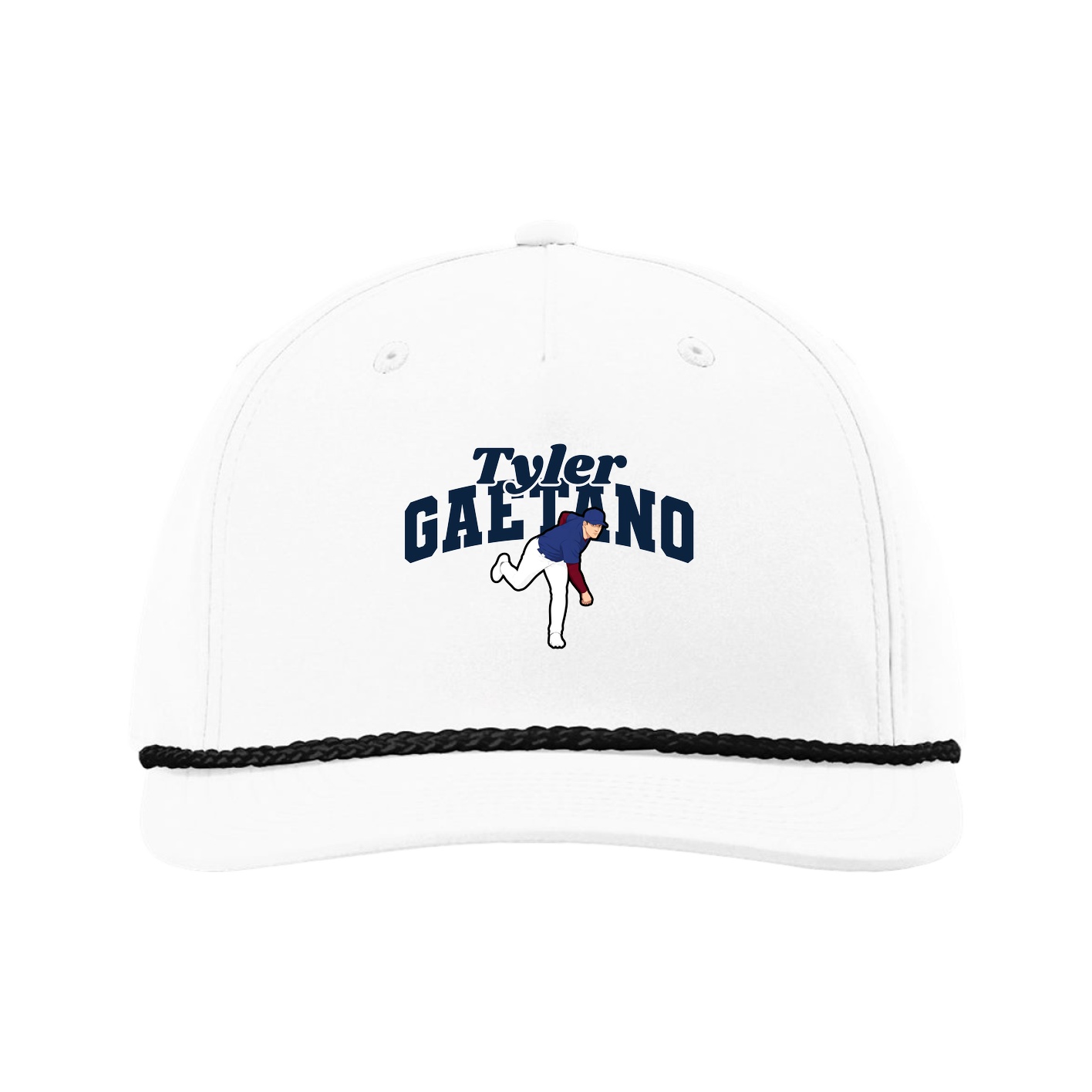 Five-Panel Classic Rope Cap — Signature Arch in White
