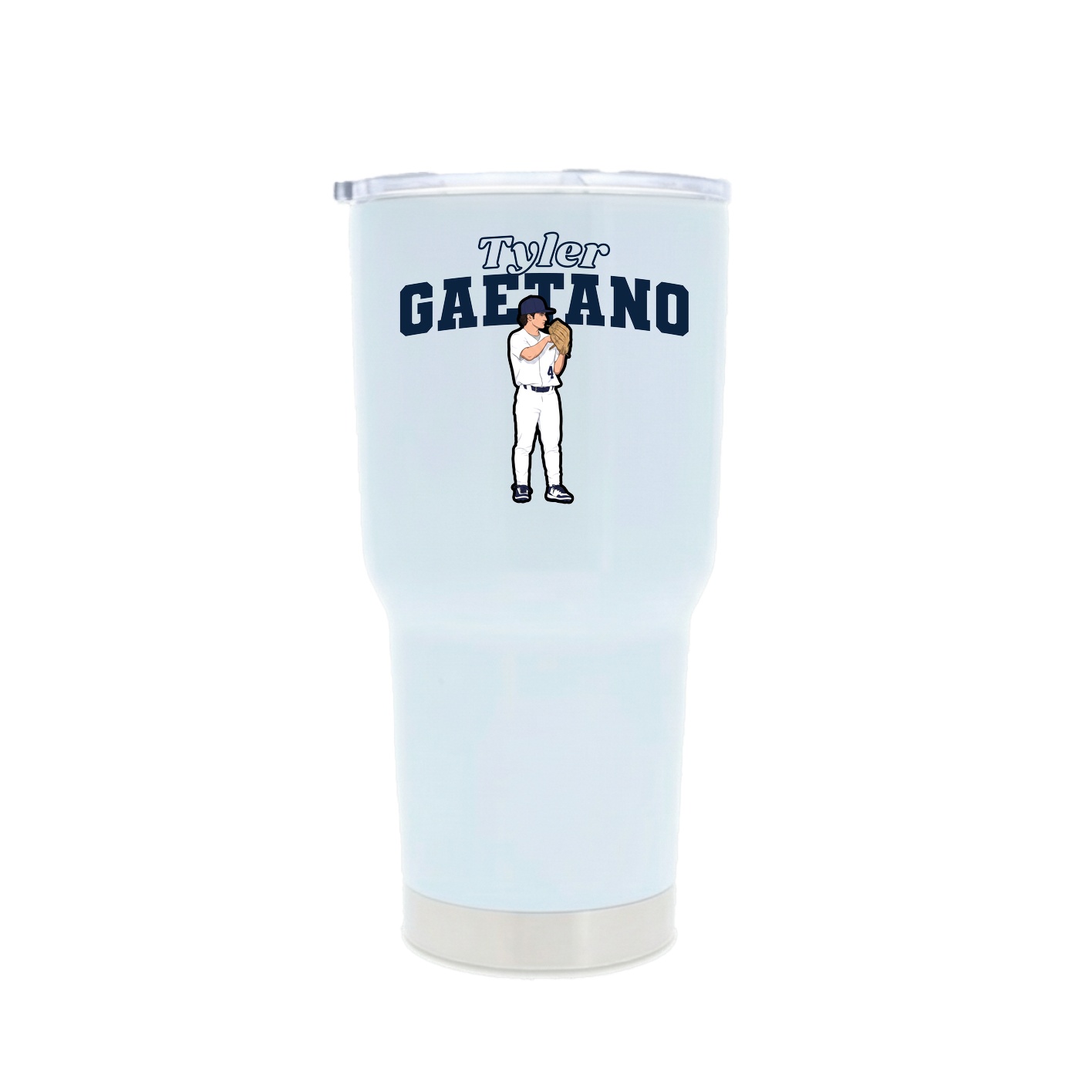 30oz Stainless Steel Tumbler — Name Arch in White