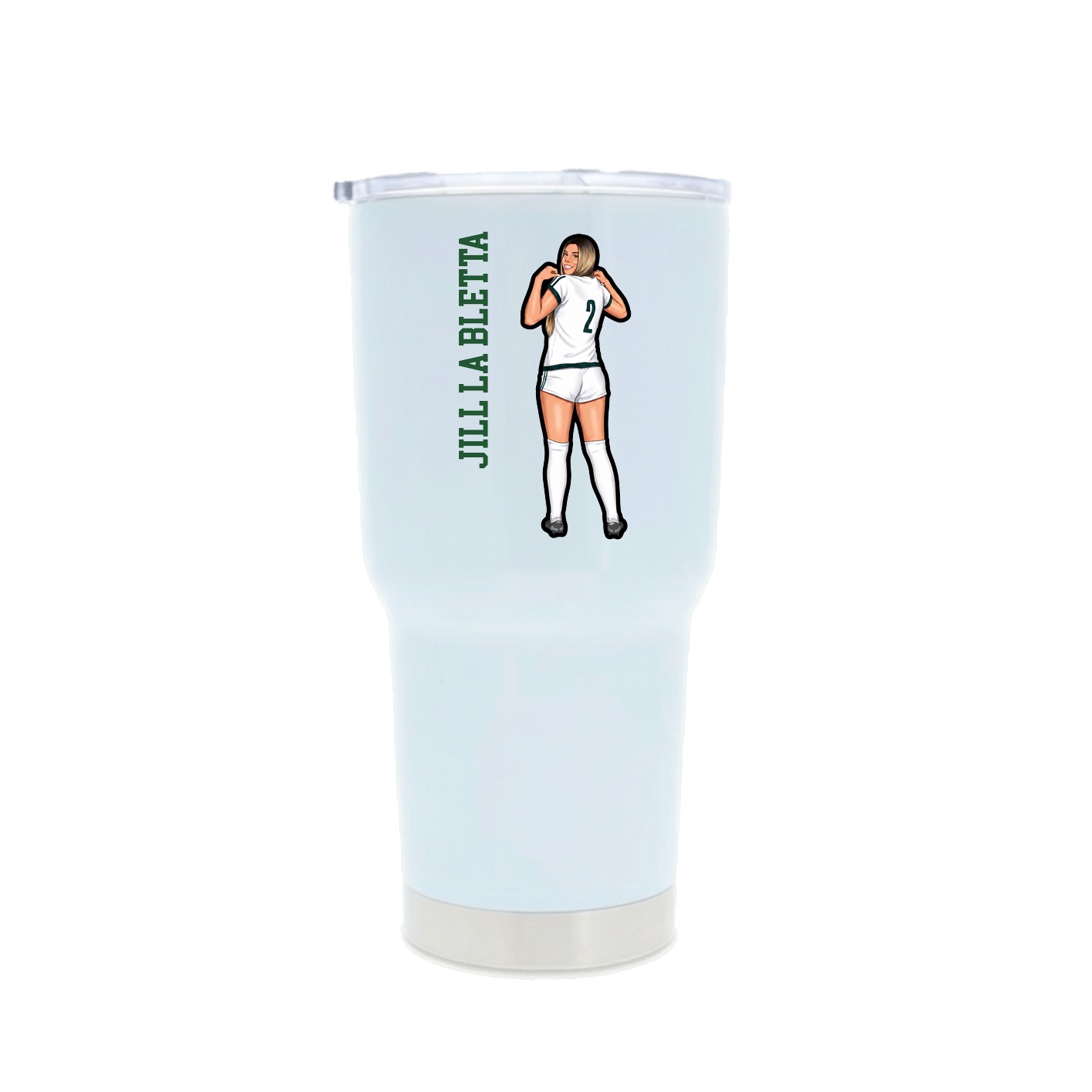 30oz Stainless Steel Tumbler — Name Vertical in White