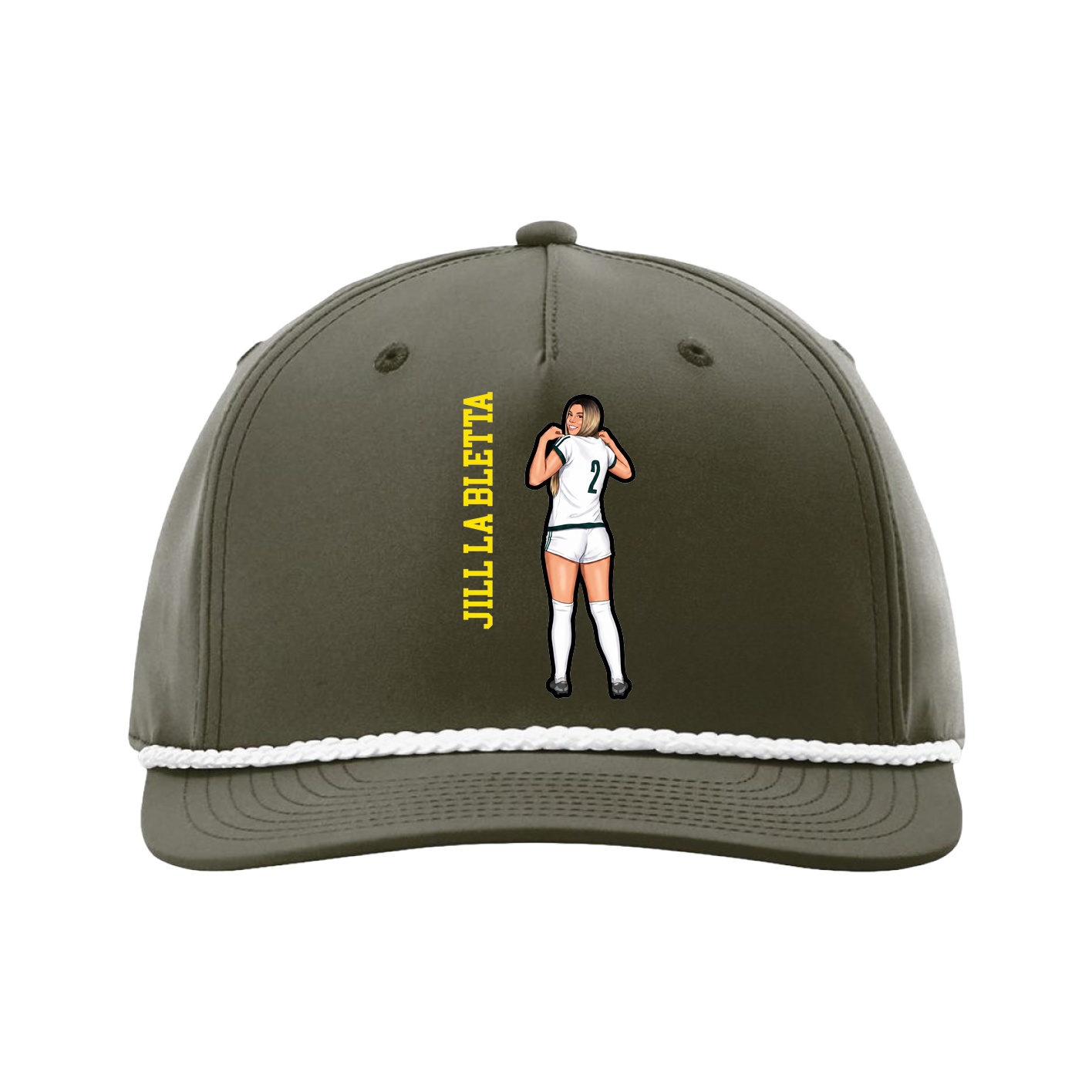 Five-Panel Classic Rope Cap — Name Vertical in Green