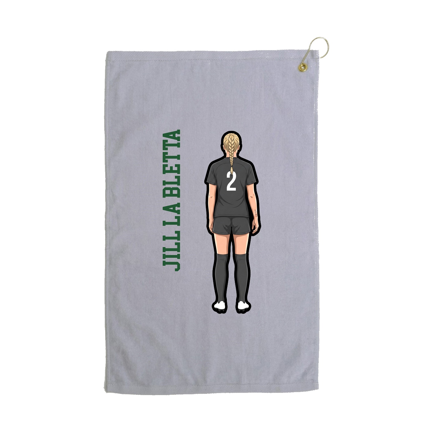 Golf Towel — Name Vertical in Grey