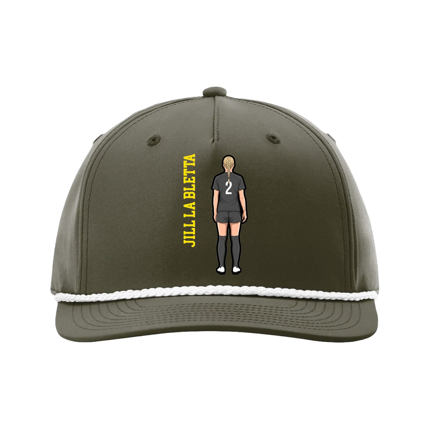 Five-Panel Classic Rope Cap — Name Vertical in Green