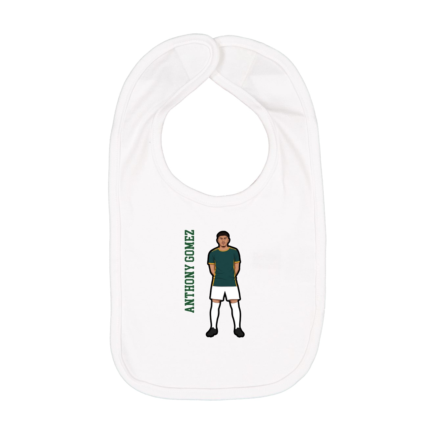 Infant Bib — Name Vertical in White