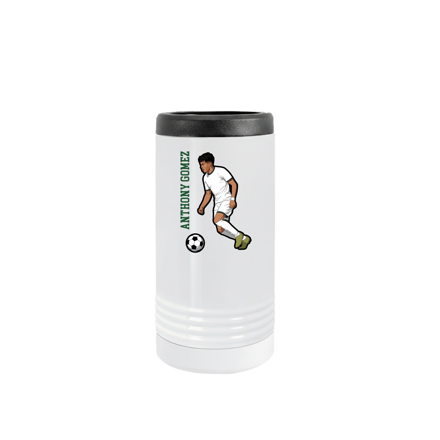 Slim Beverage Holder — Name Vertical in White