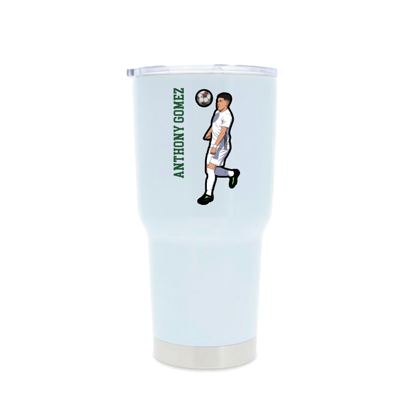 30oz Stainless Steel Tumbler — Name Vertical in White