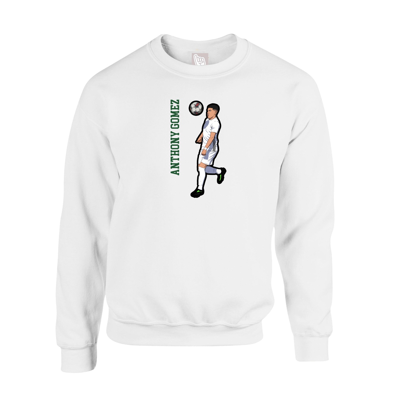 Fleece Crew — Name Vertical in White